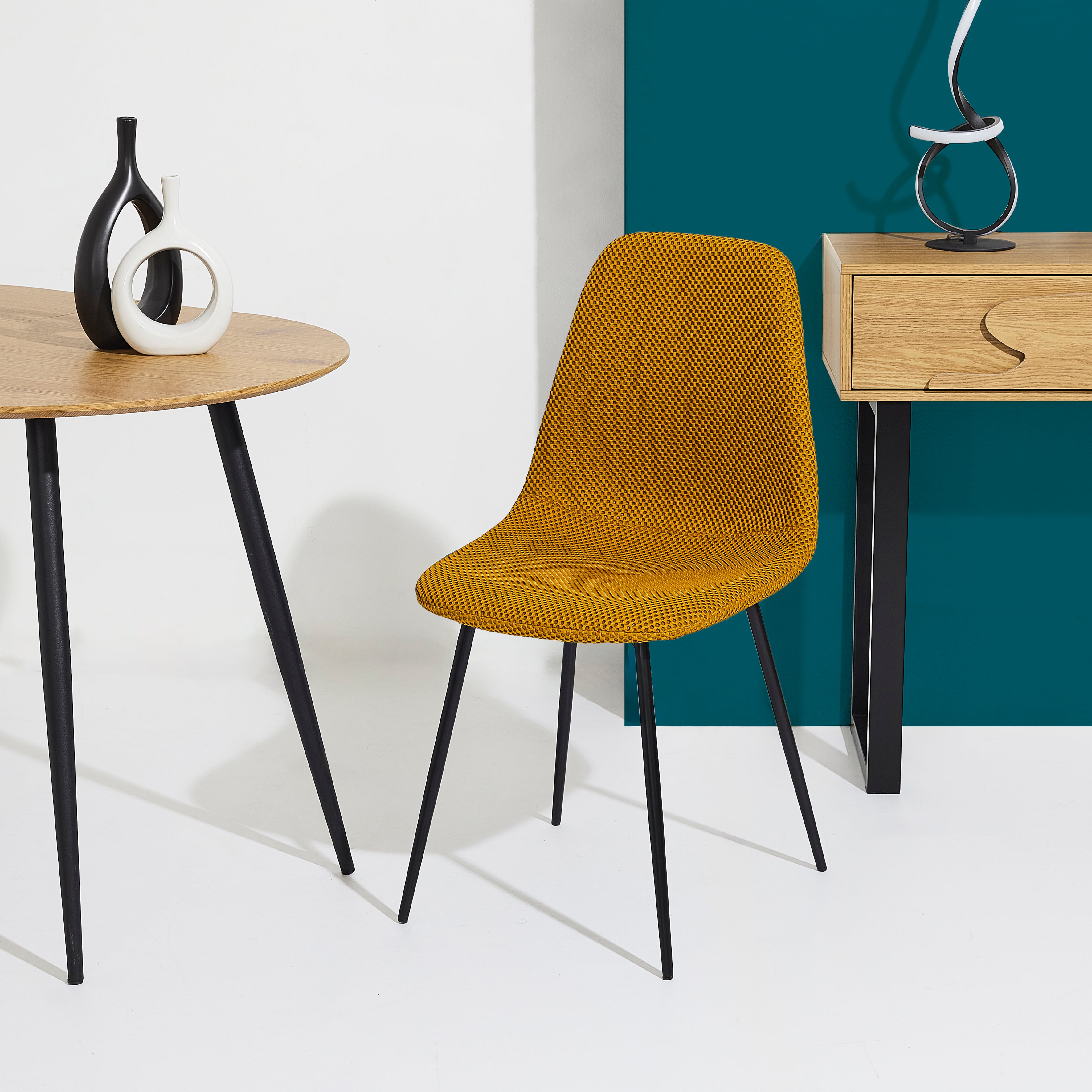 CHAISE ATOME JAUNE - LOT DE 4
