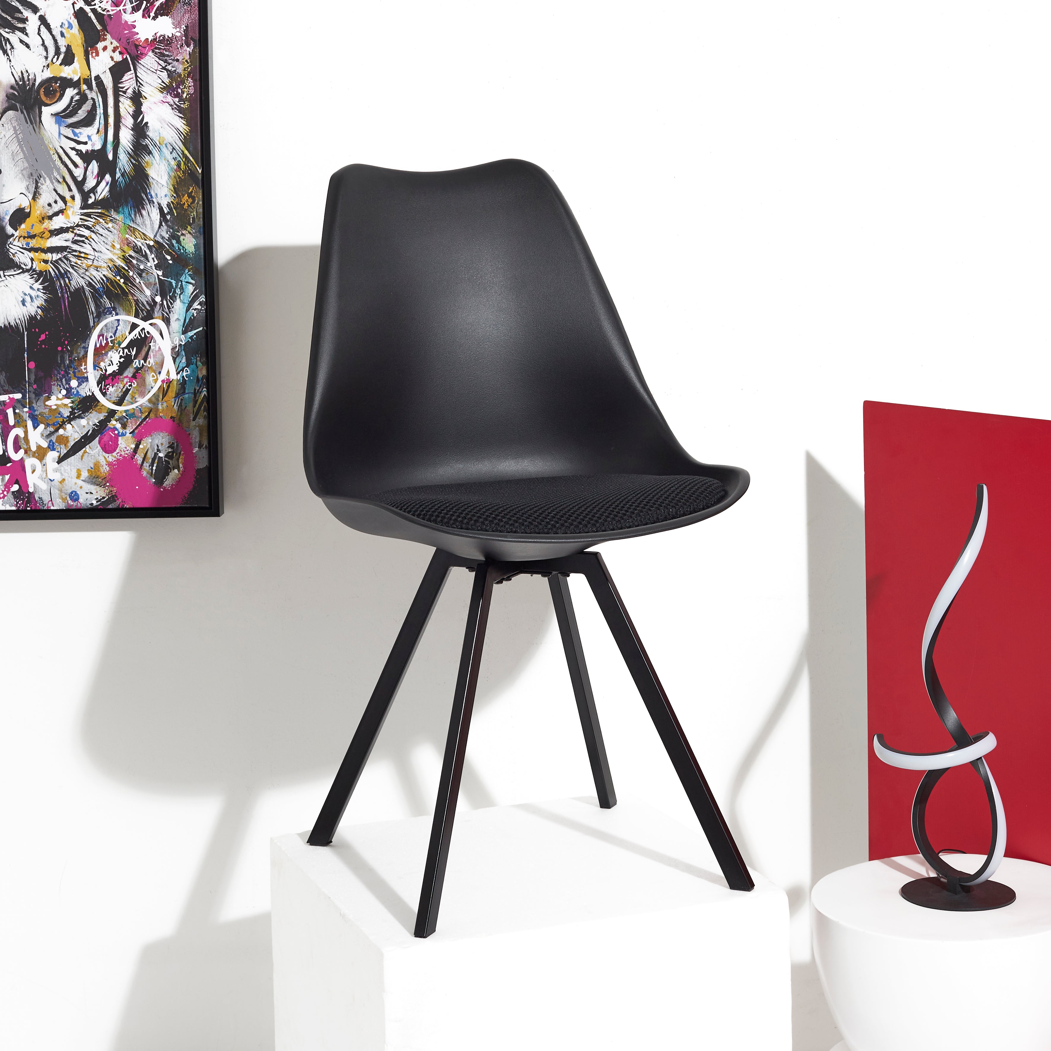CHAISE PP AVEC COUSSIN ATOME NOIR - LOT DE 4