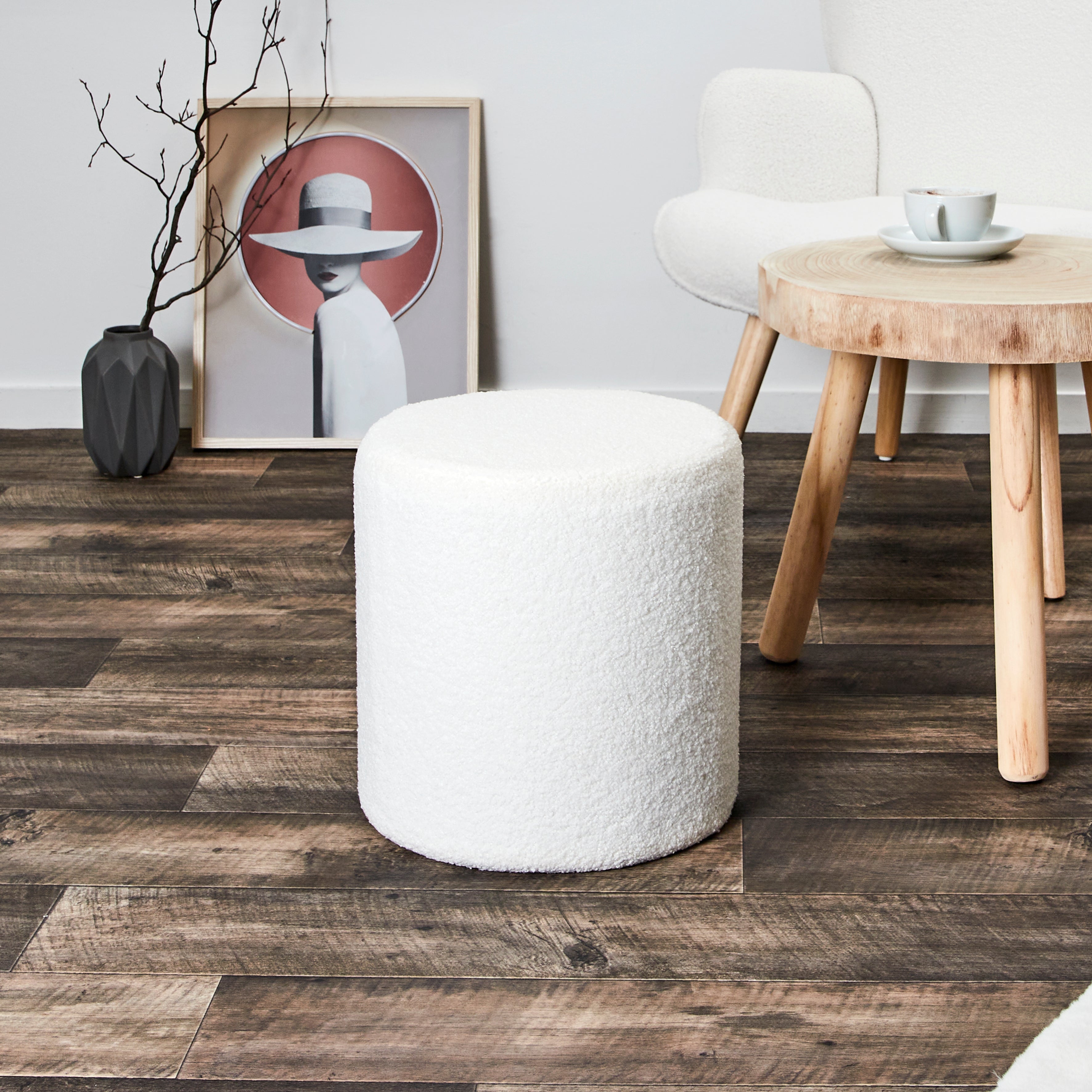POUF BOUCLETTE RHEA BLANC
