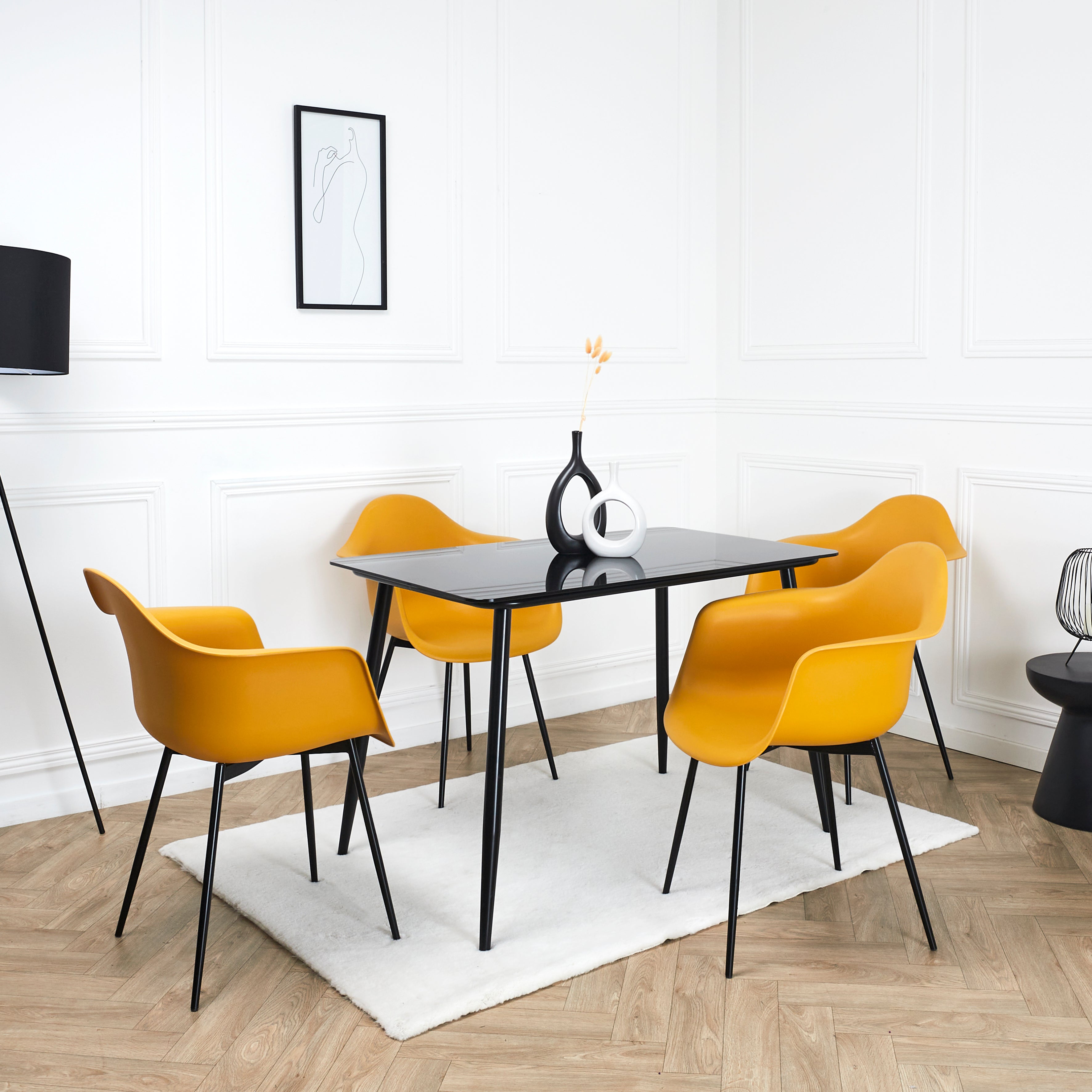 FAUTEUIL GUSTAV JAUNE - LOT DE 4