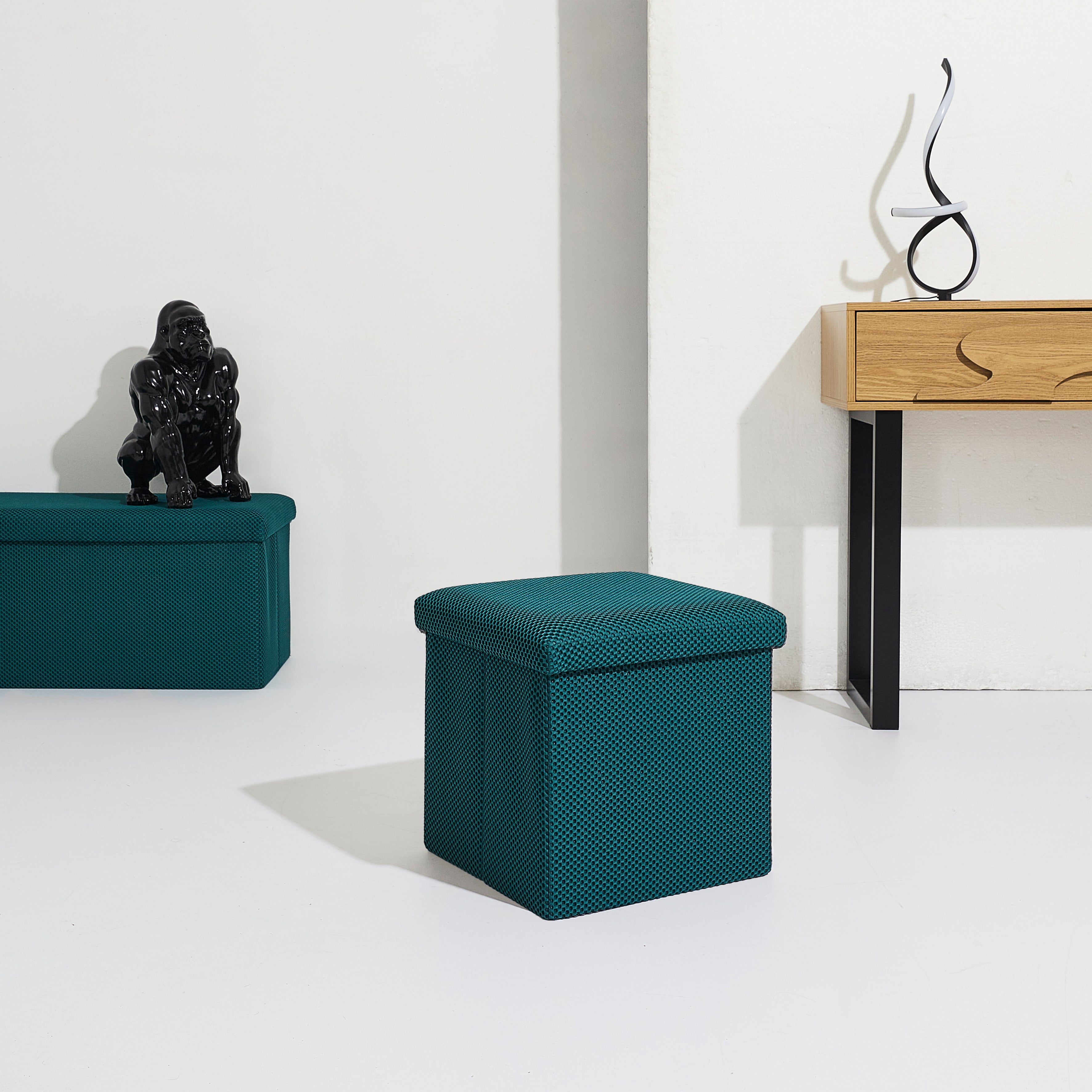 COFFRE POUF PLIABLE ATOME BLEU