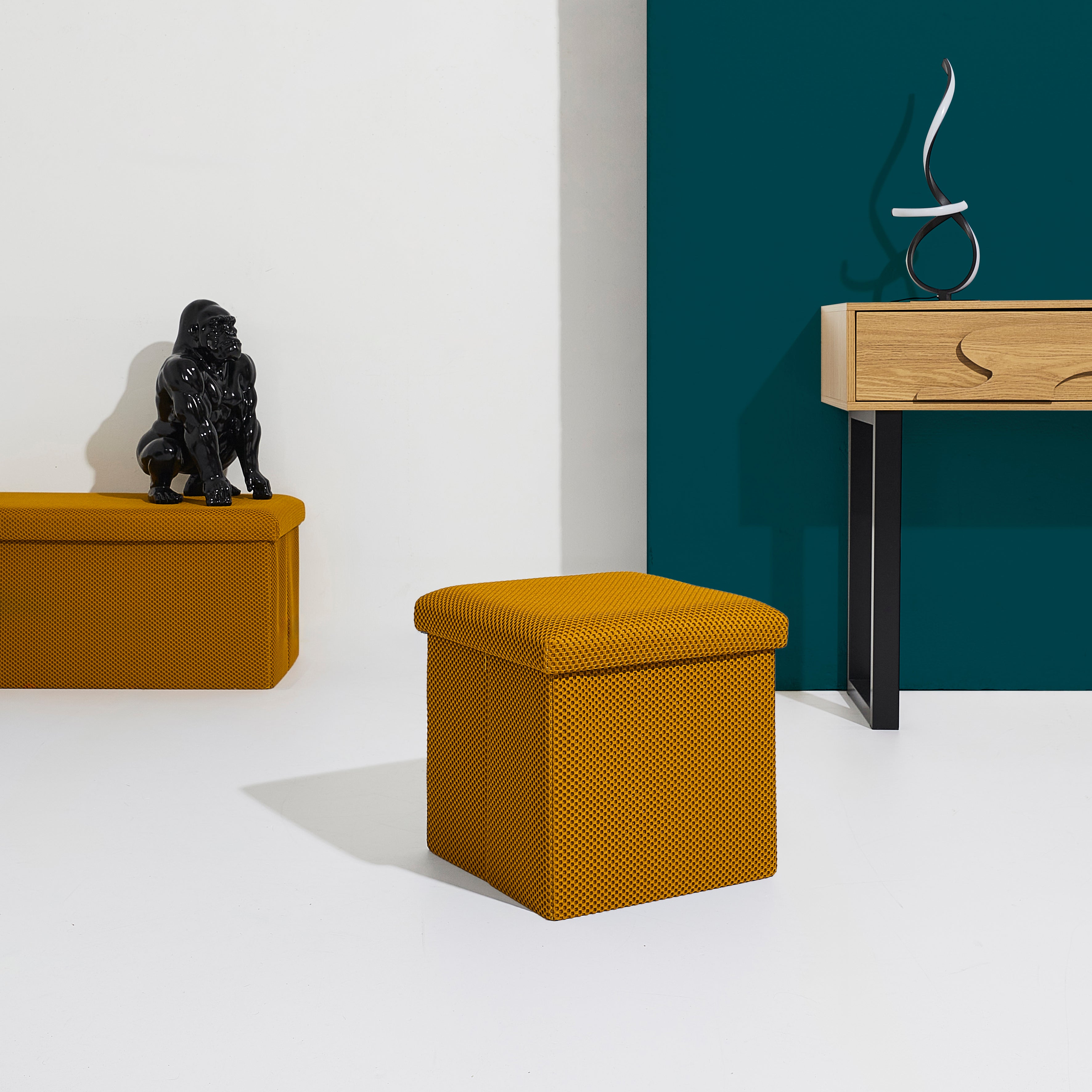 COFFRE POUF PLIABLE ATOME JAUNE