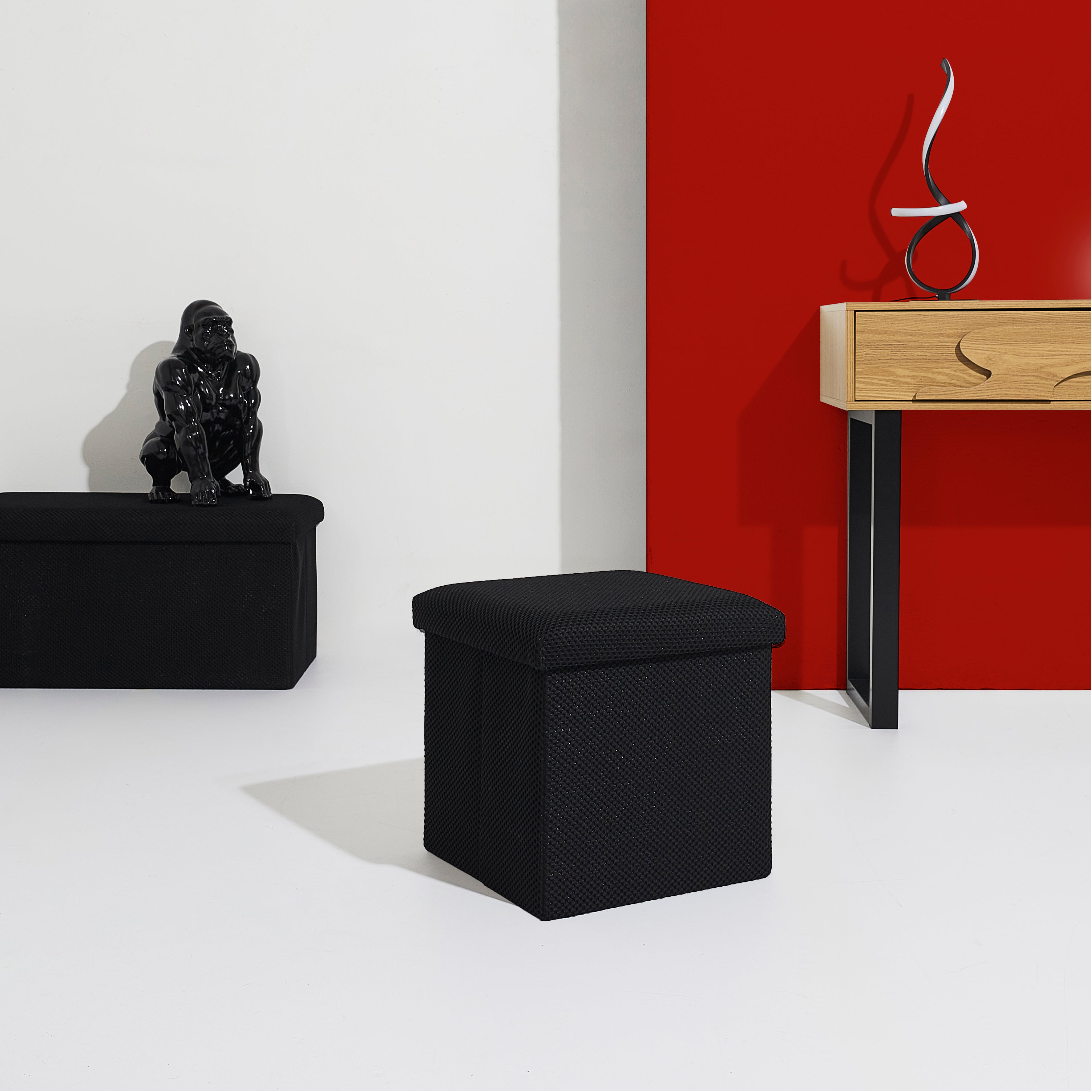 COFFRE POUF PLIABLE ATOME NOIR