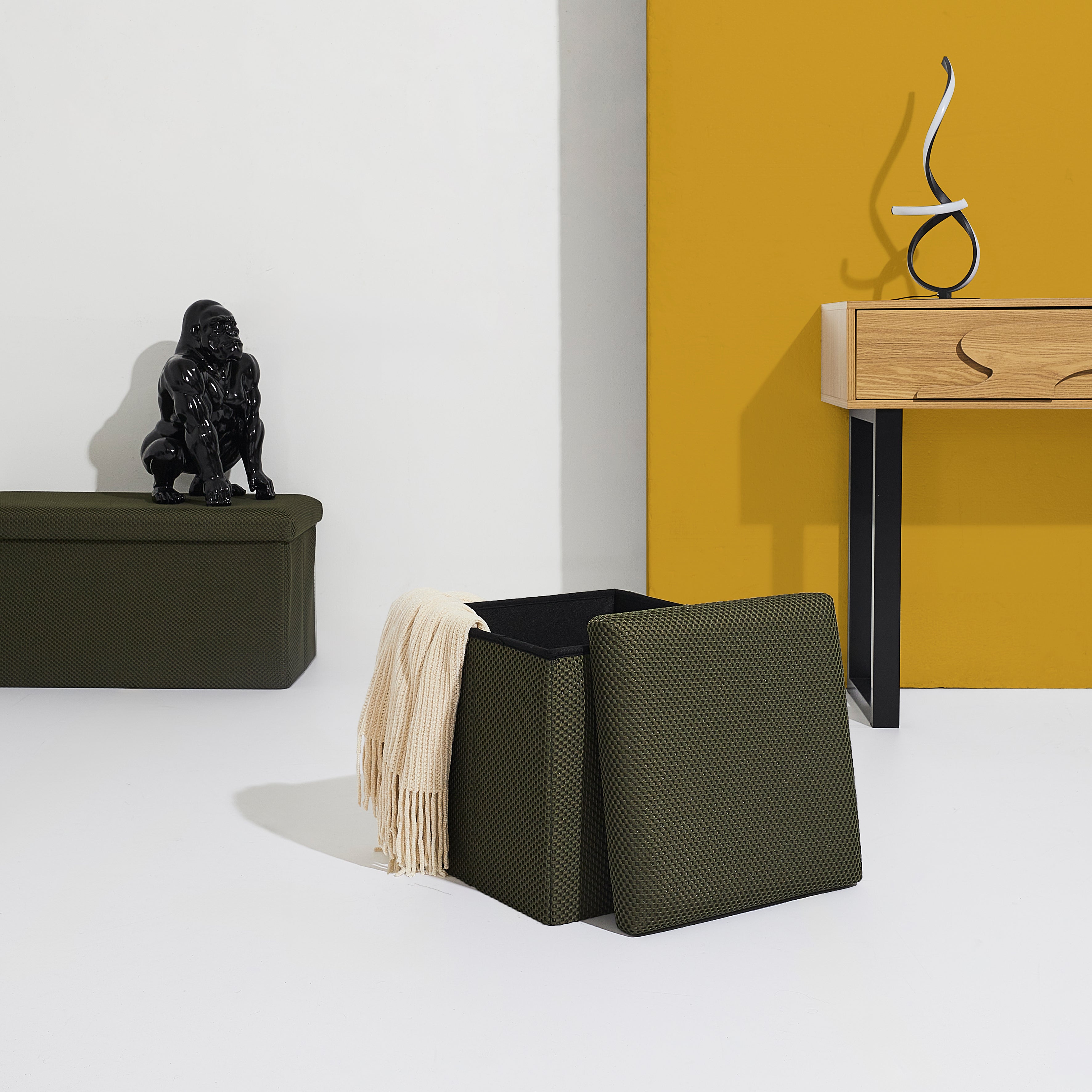 COFFRE POUF PLIABLE ATOME KAKI