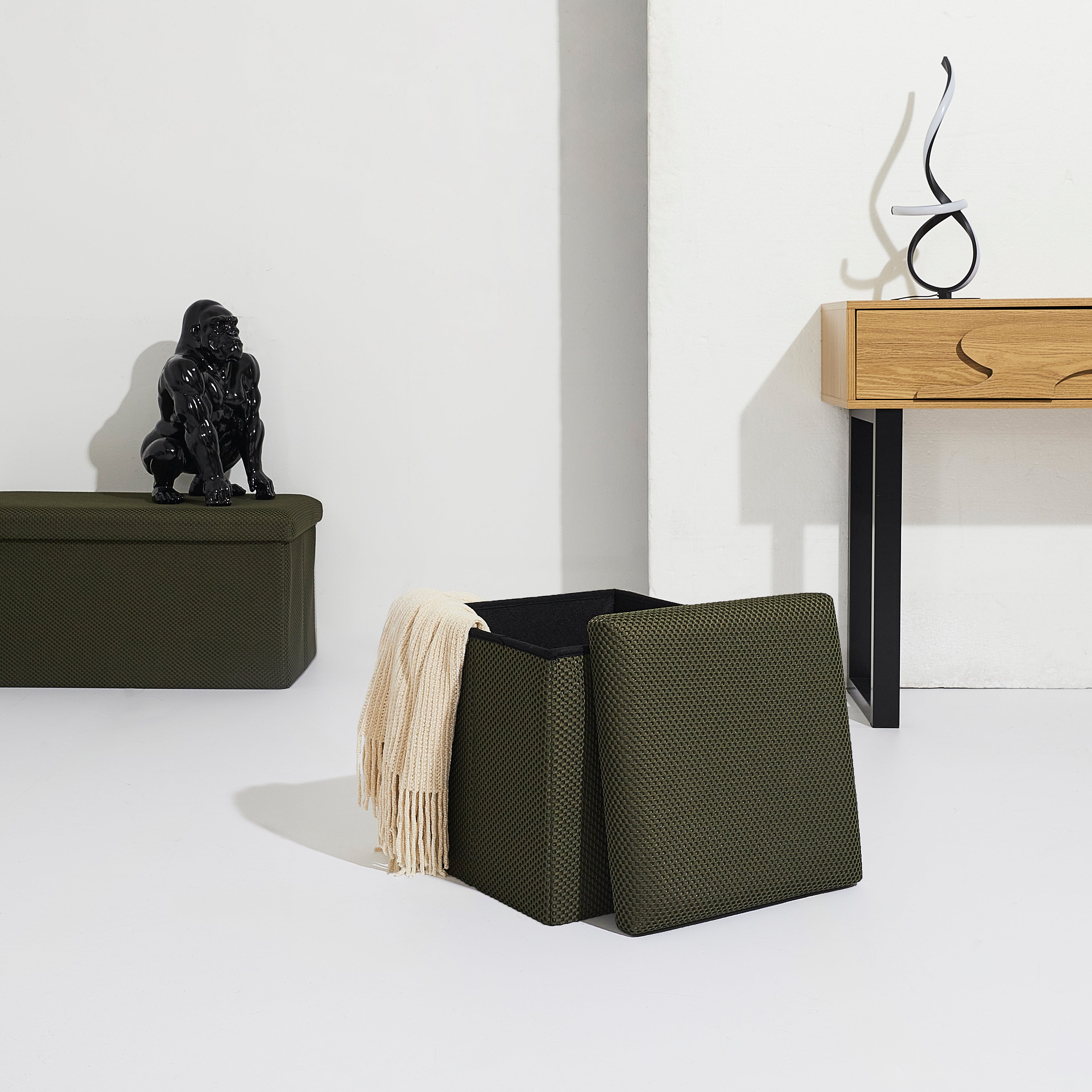 COFFRE POUF PLIABLE ATOME KAKI