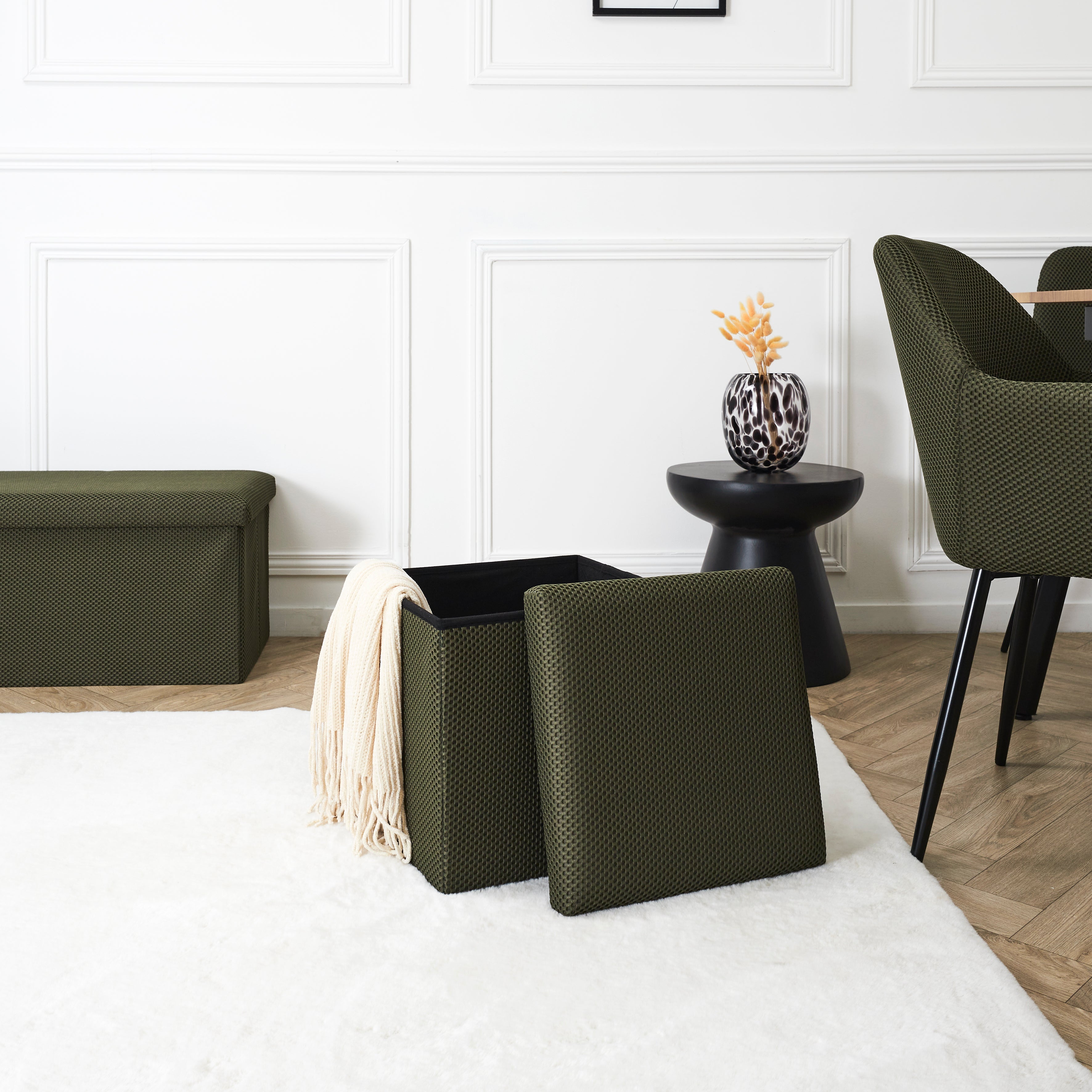 COFFRE POUF PLIABLE ATOME KAKI