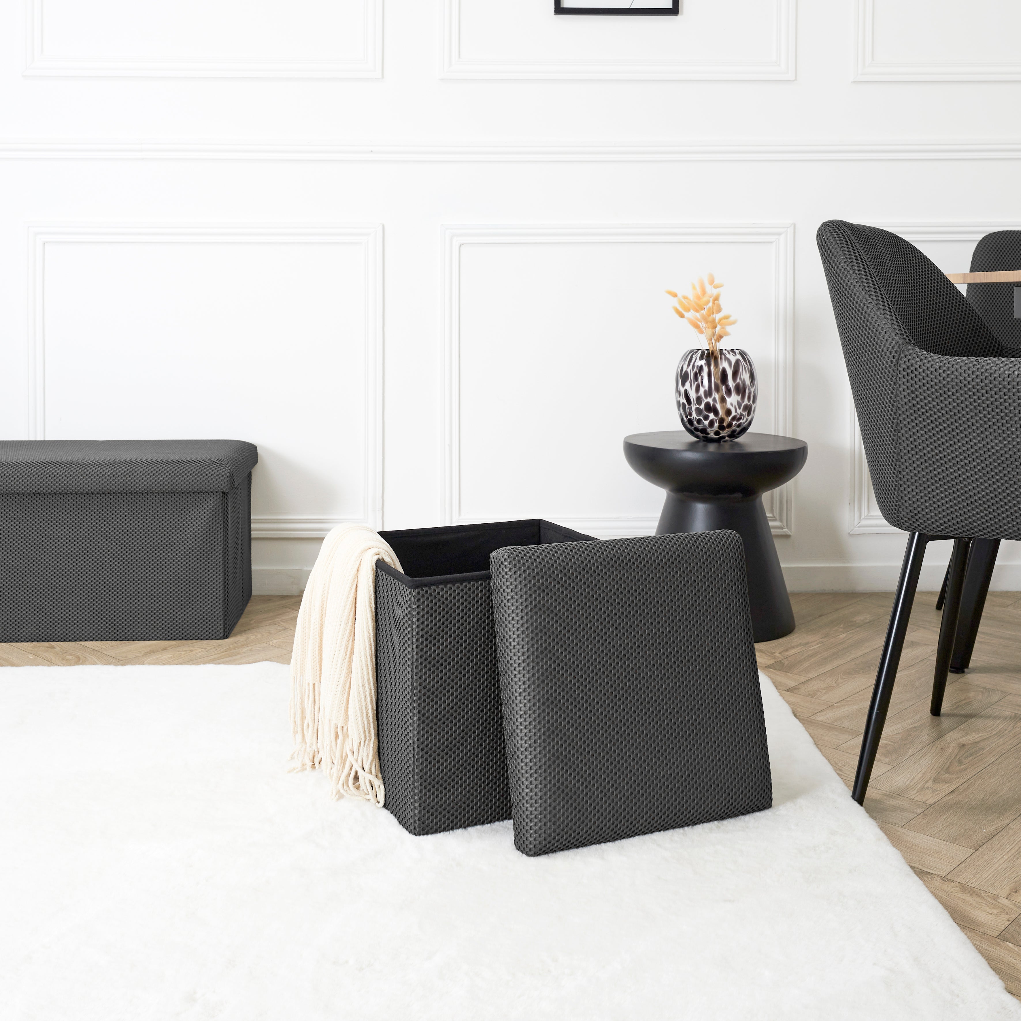 COFFRE POUF PLIABLE ATOME GRIS