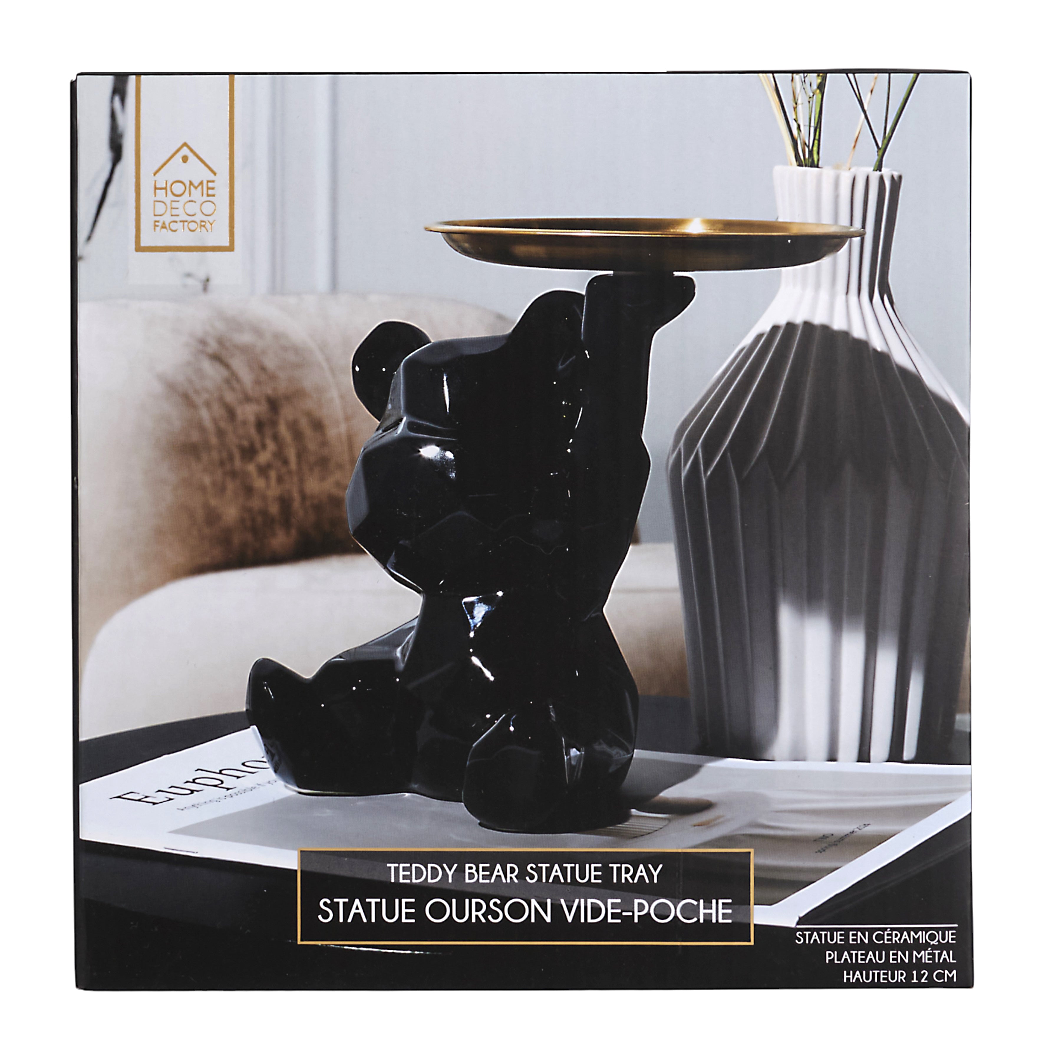 STATUE OURSON VIDE POCHE NOIR H12CM