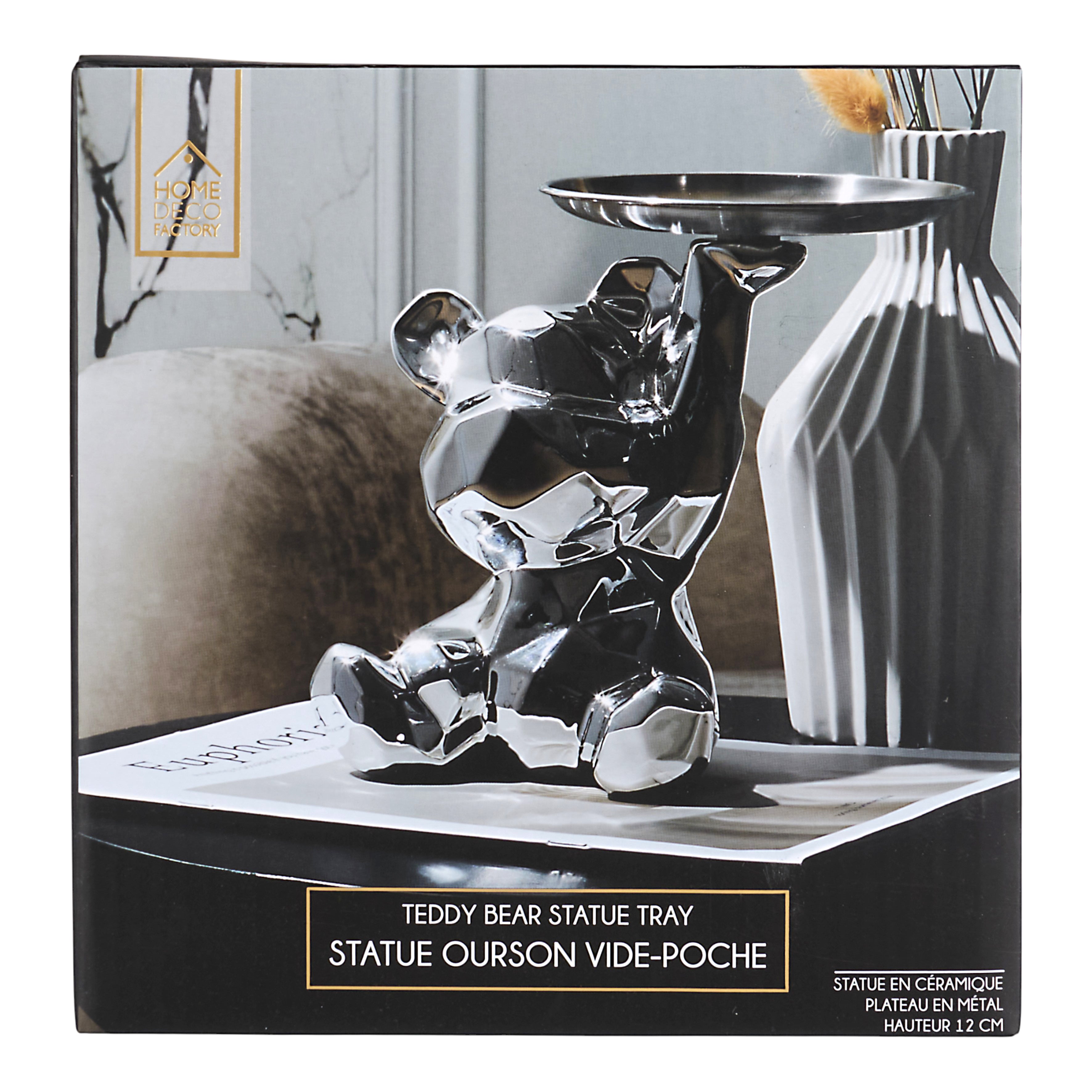 STATUE OURSON VIDE POCHE ARGENT H12CM