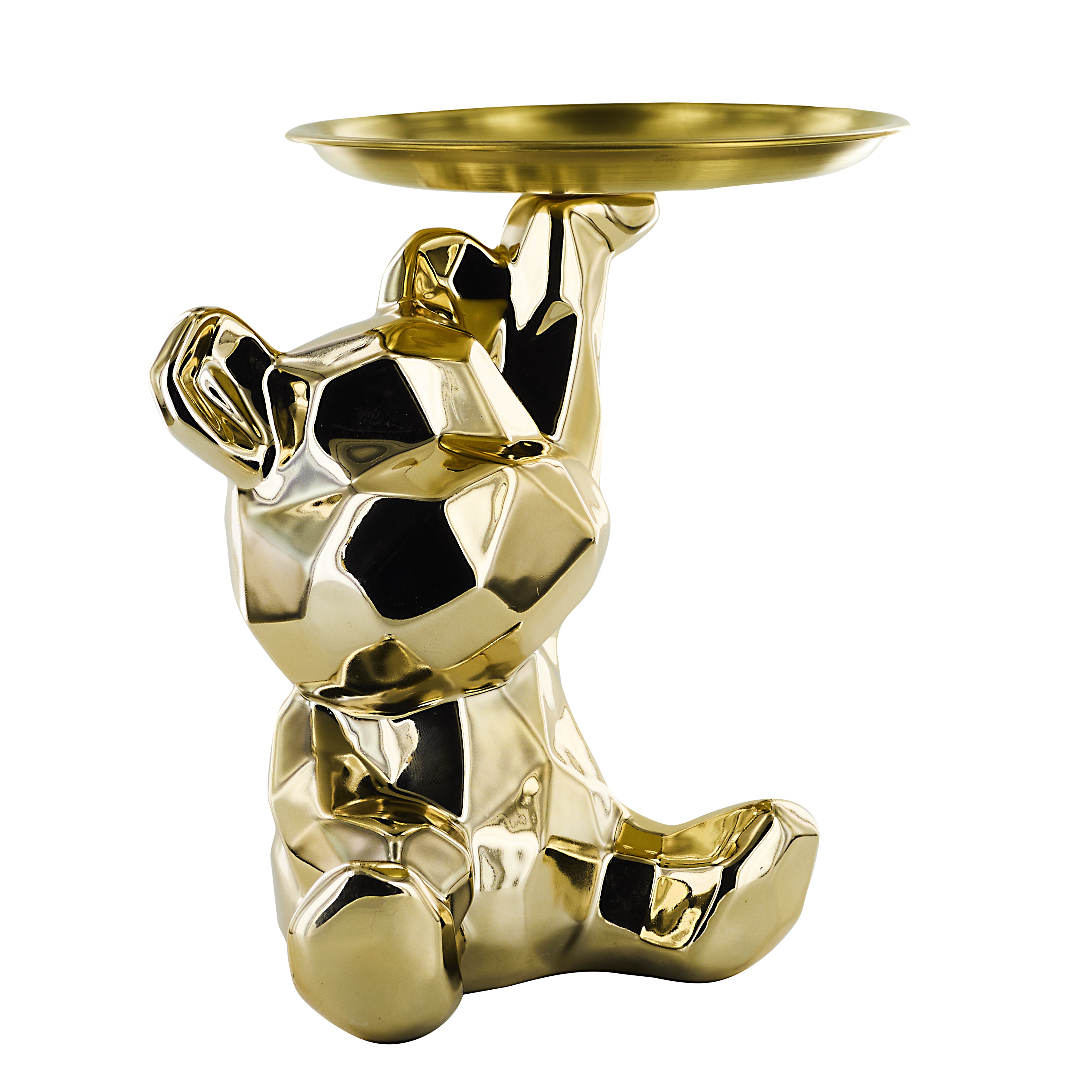 STATUE OURSON VIDE POCHE DORE H12CM