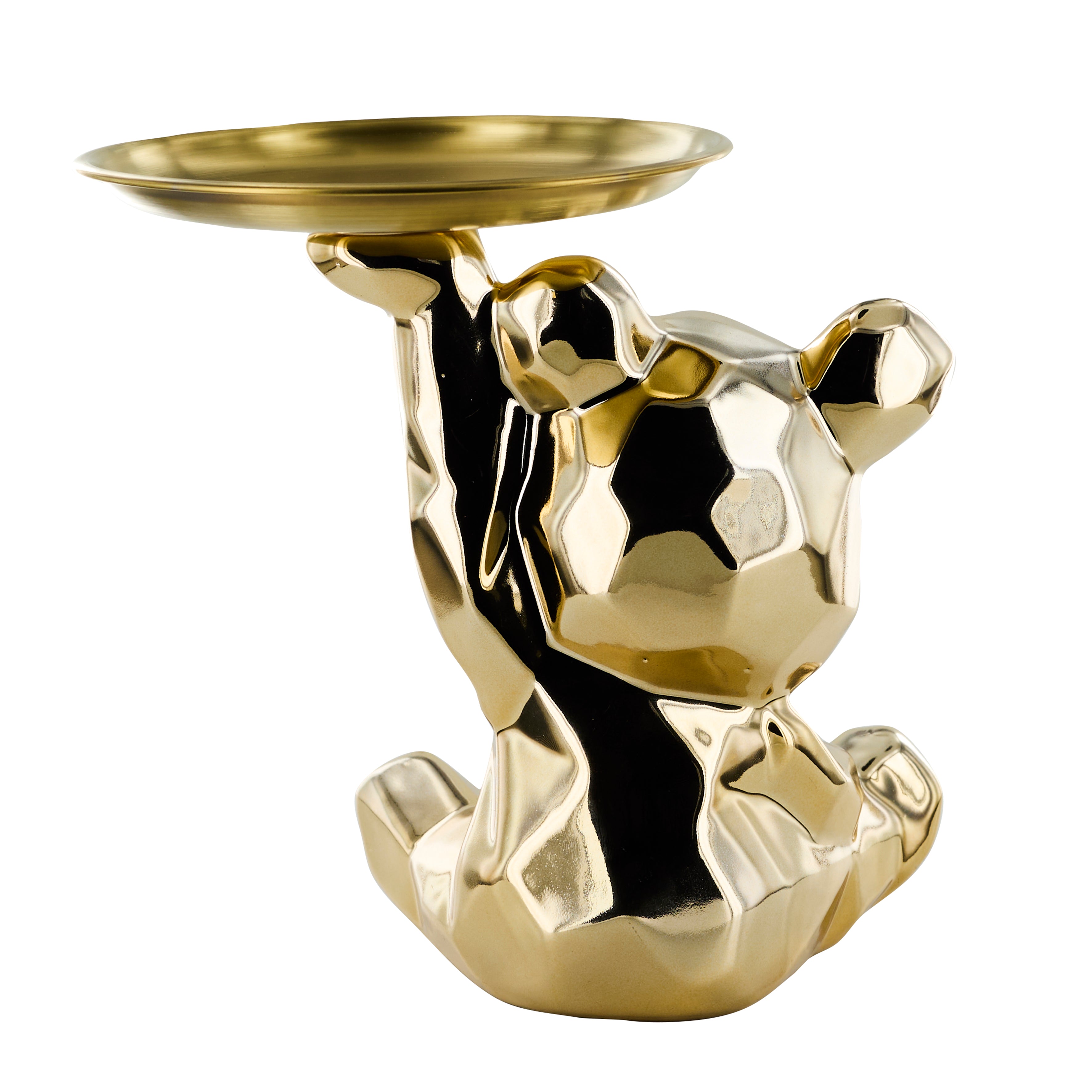 STATUE OURSON VIDE POCHE DORE H12CM