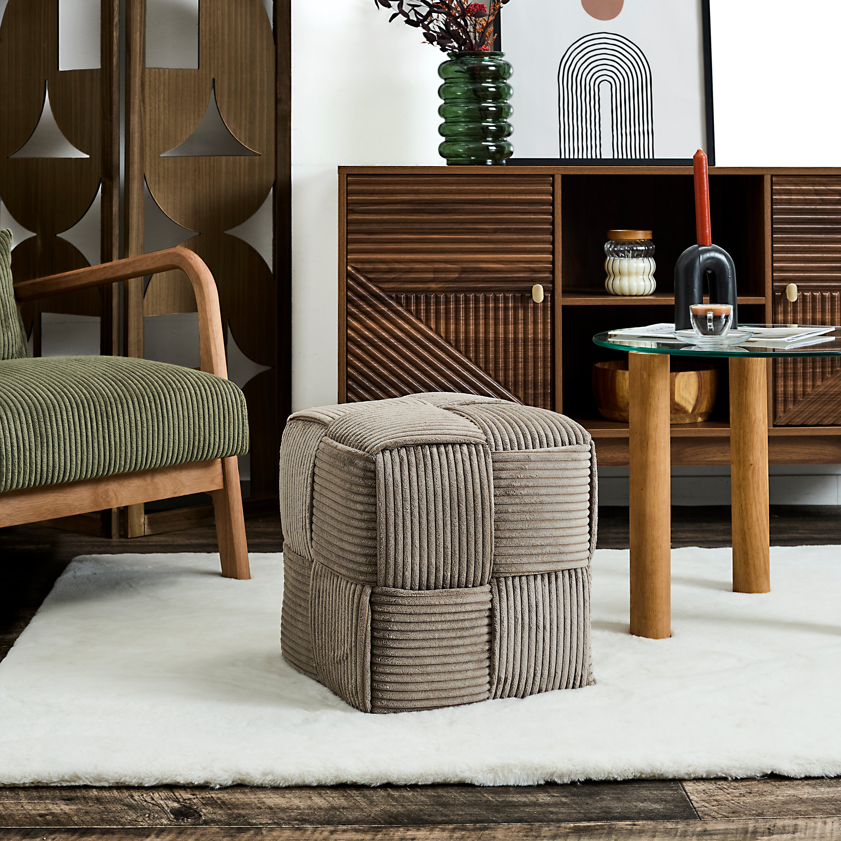 POUF COTELE TRESSE SCOTT TAUPE