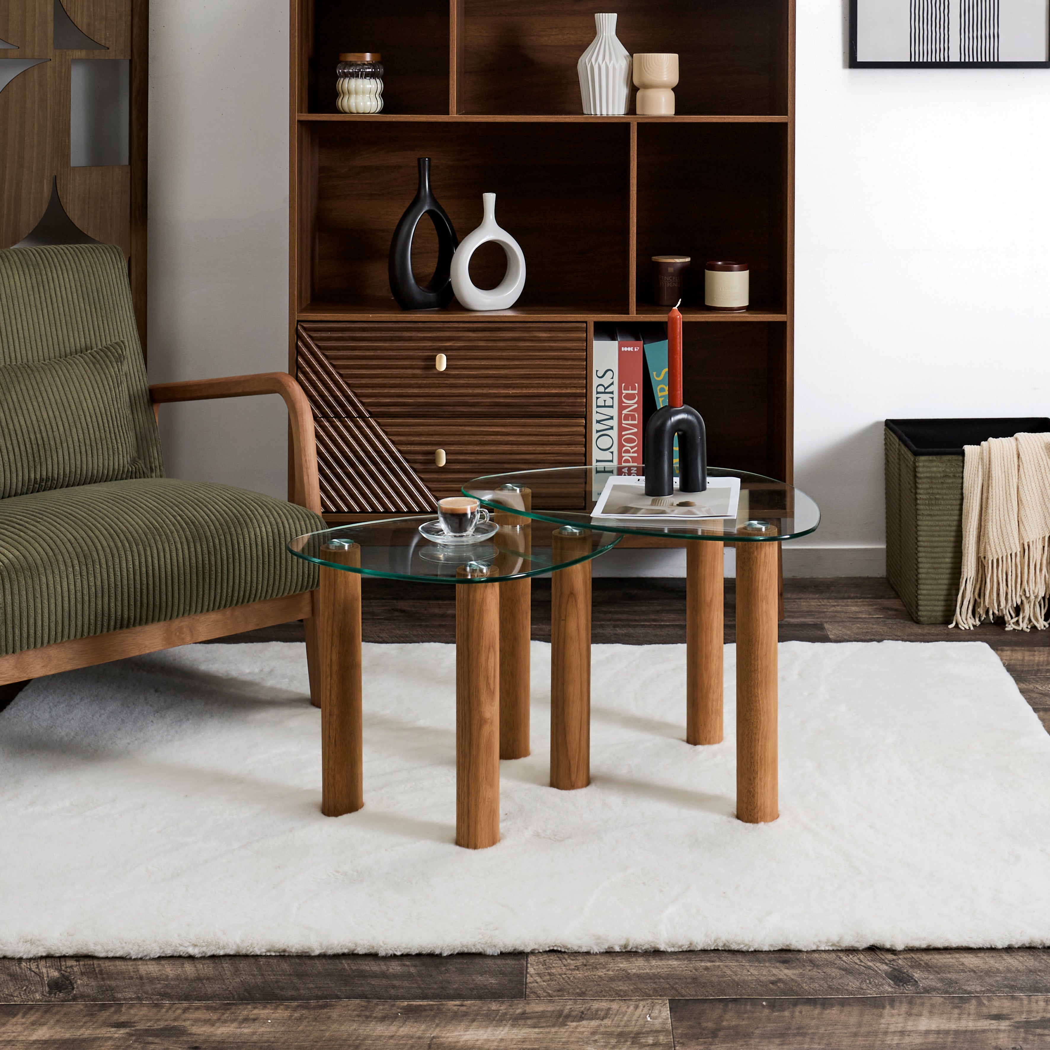 TABLE GIGOGNE VERRE TREMPE GALET CLARA X2