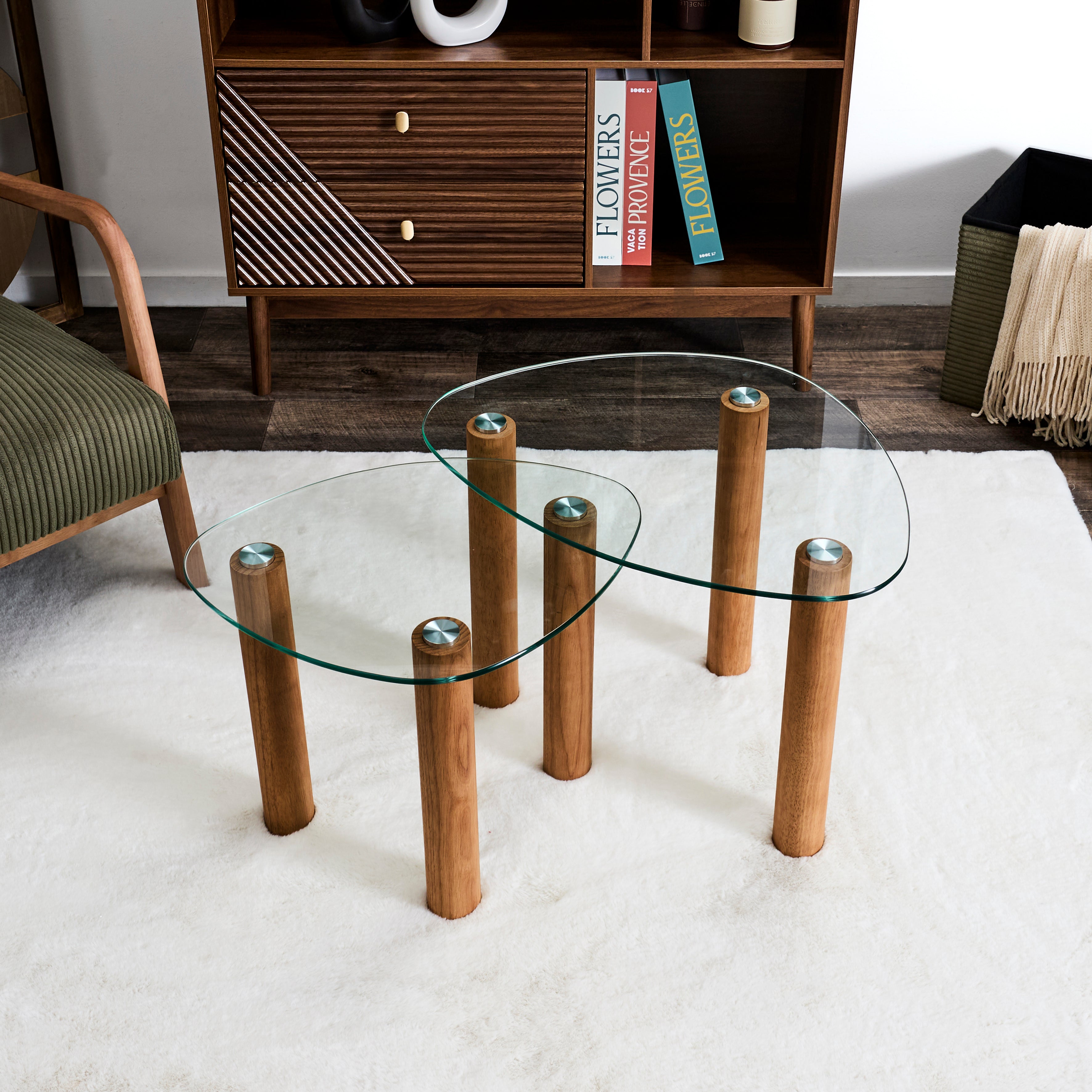 TABLE GIGOGNE VERRE TREMPE GALET CLARA X2