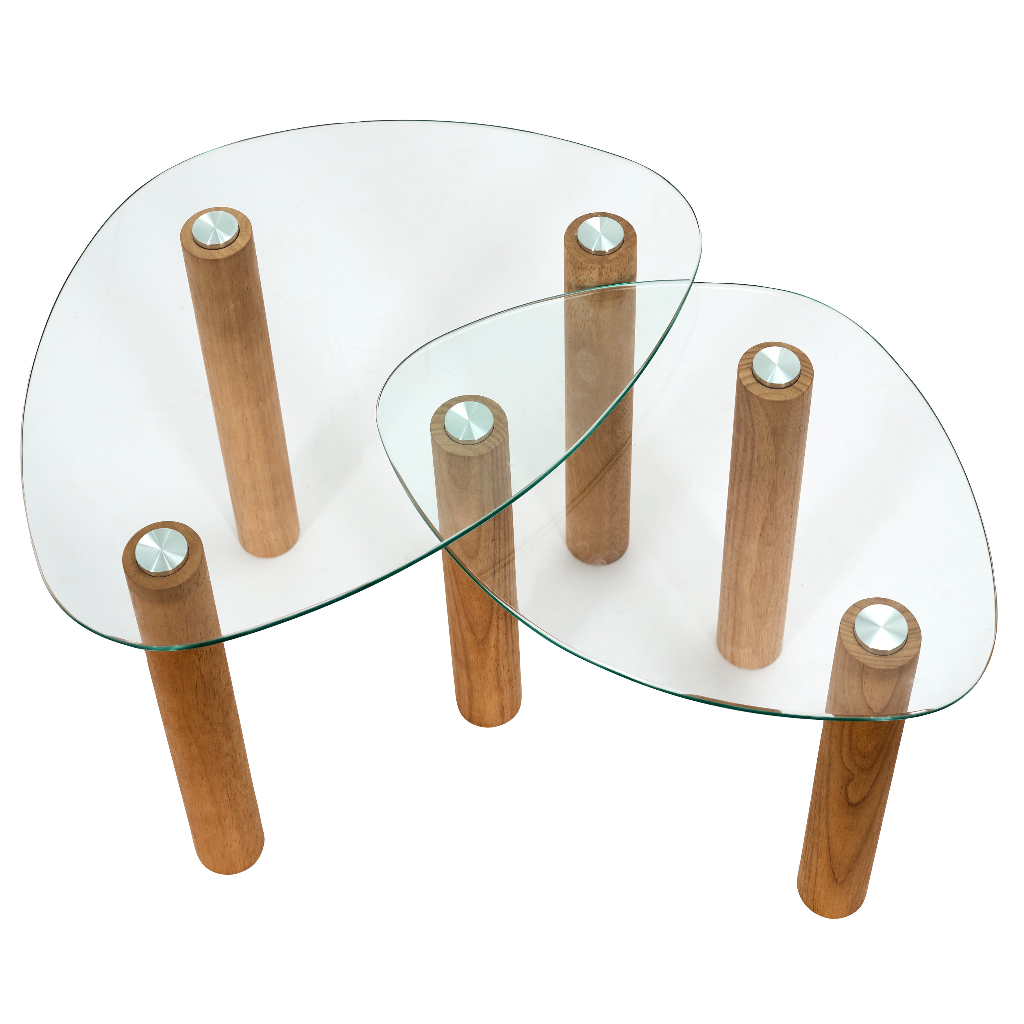 TABLE GIGOGNE VERRE TREMPE GALET CLARA X2