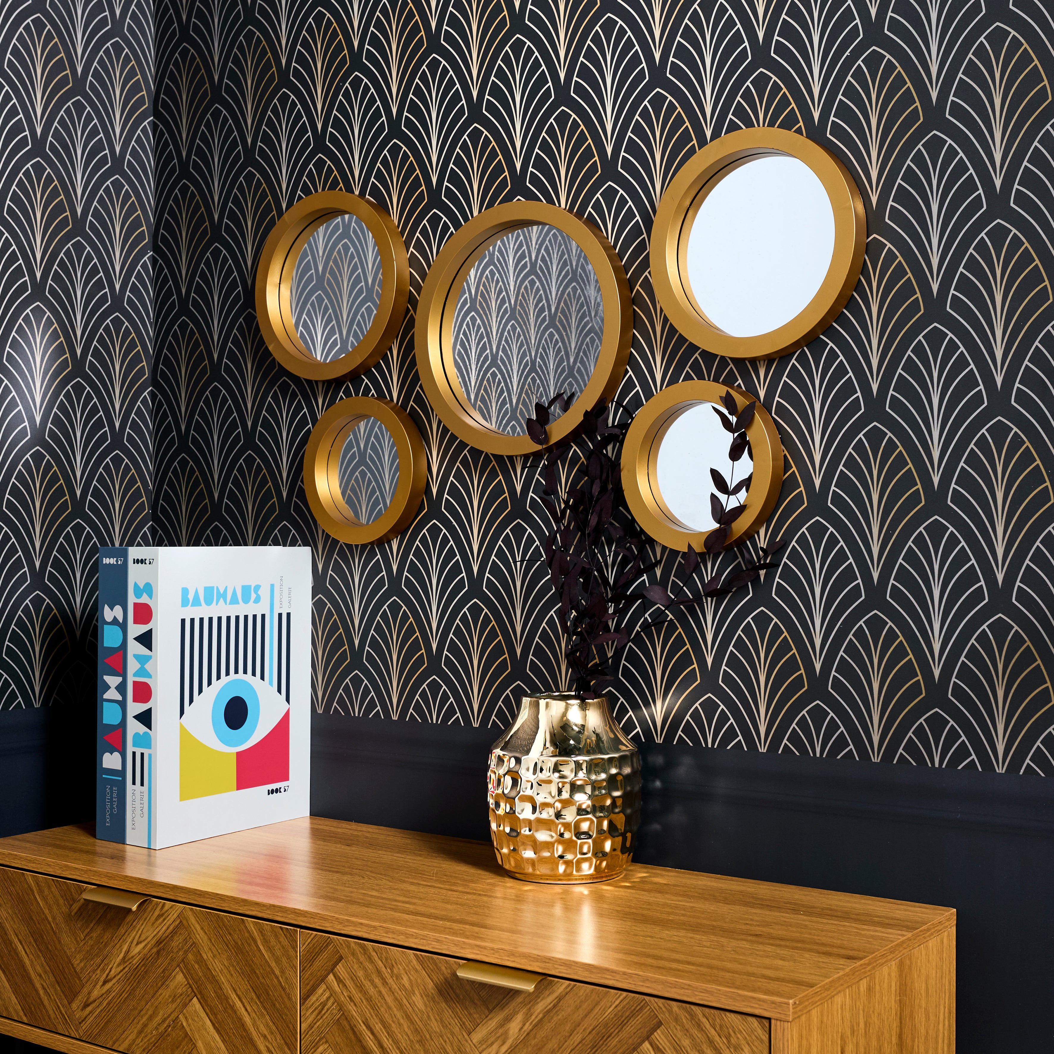 MIROIR ROND X5 DORE