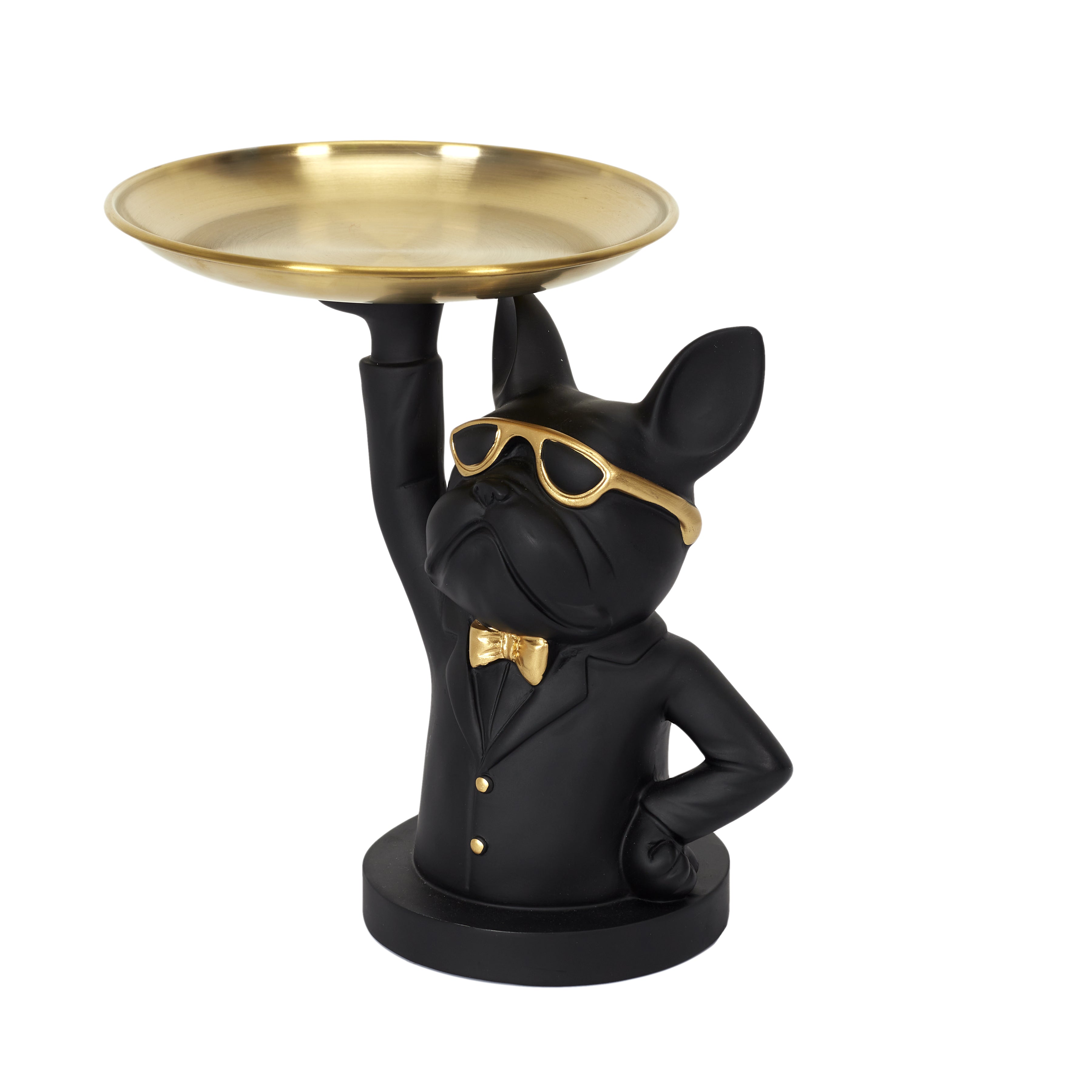 SCULPTURE DECO BULLDOG NOIR VIDE POCHE 23CM