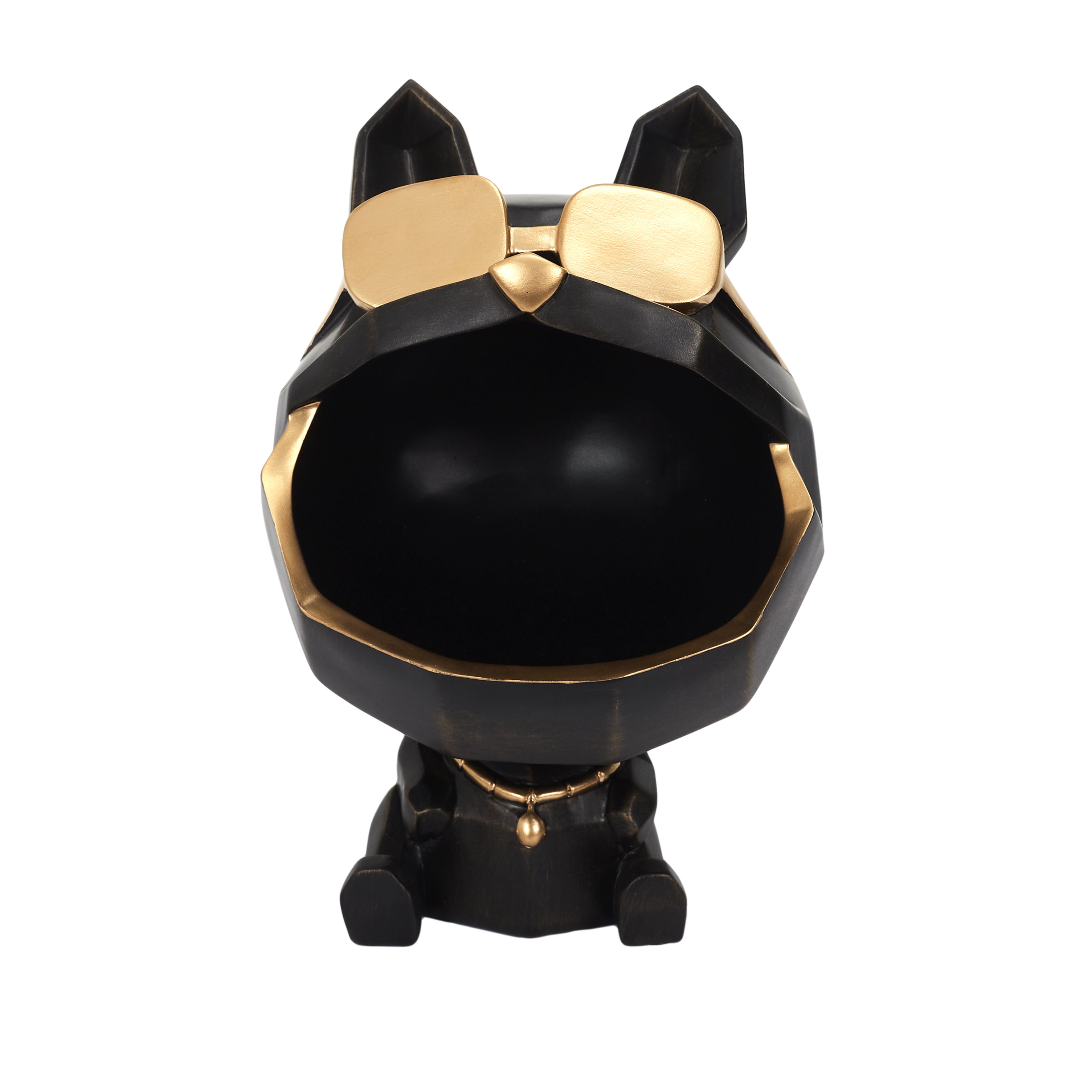 SCULPTURE CHIEN A LUNETTES NOIR VIDE POCHE