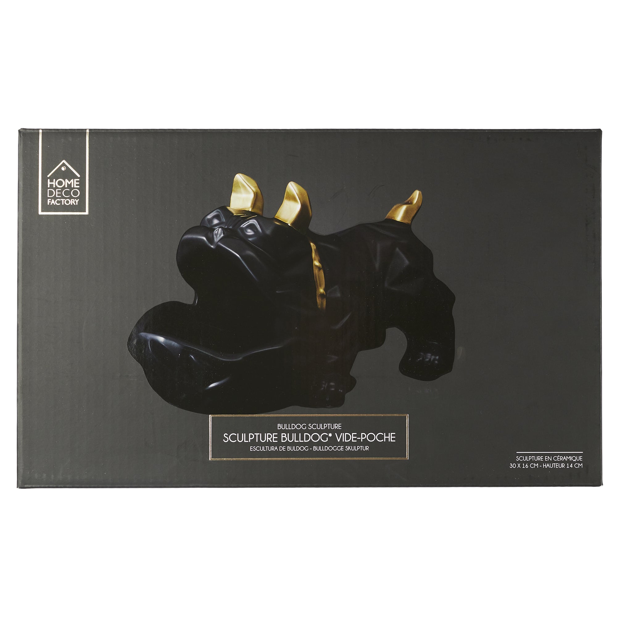 SCULPTURE CERAMIQUE BULLDOG NOIR VIDE POCHE