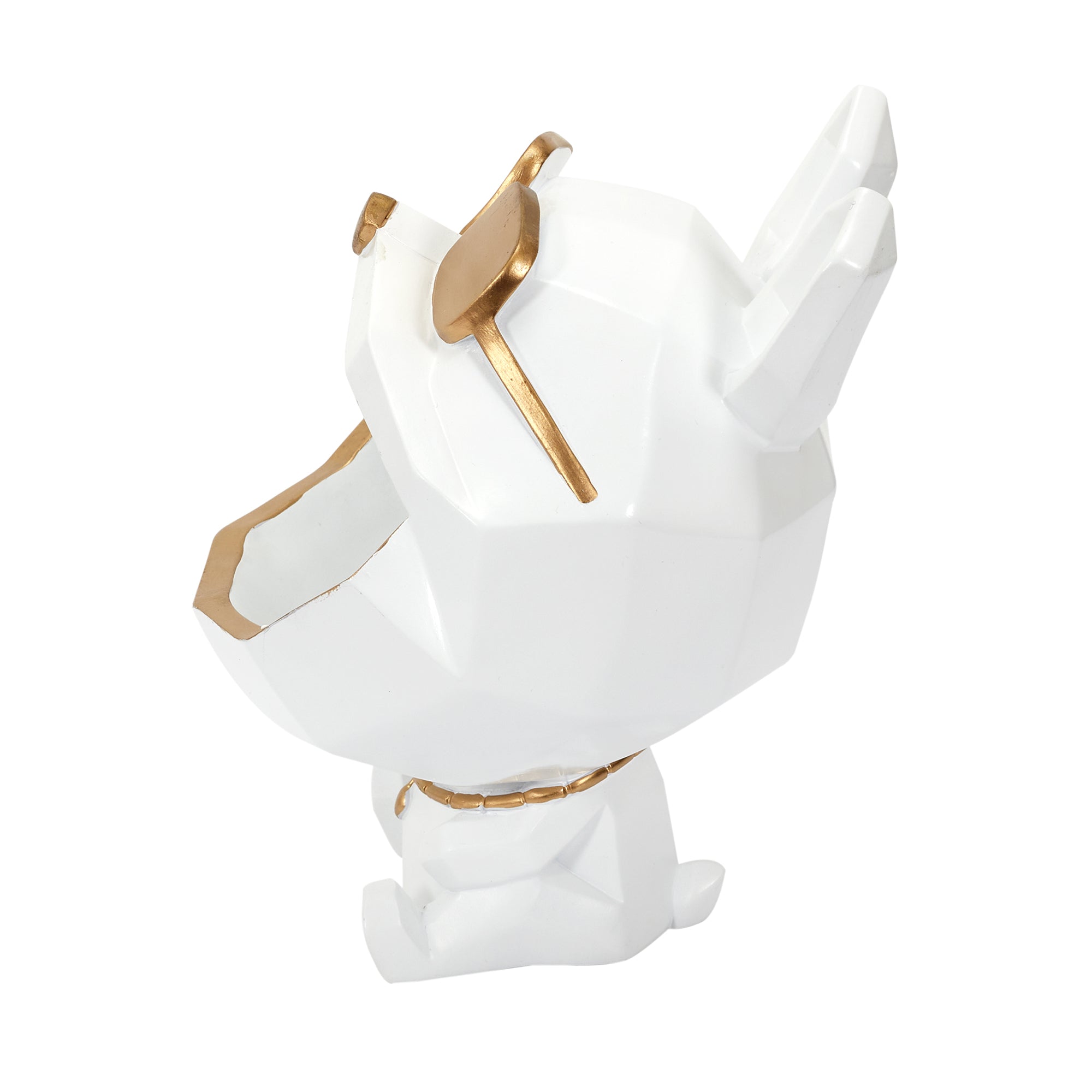 STATUE CHIEN A LUNETTES BLANC VIDE POCHE