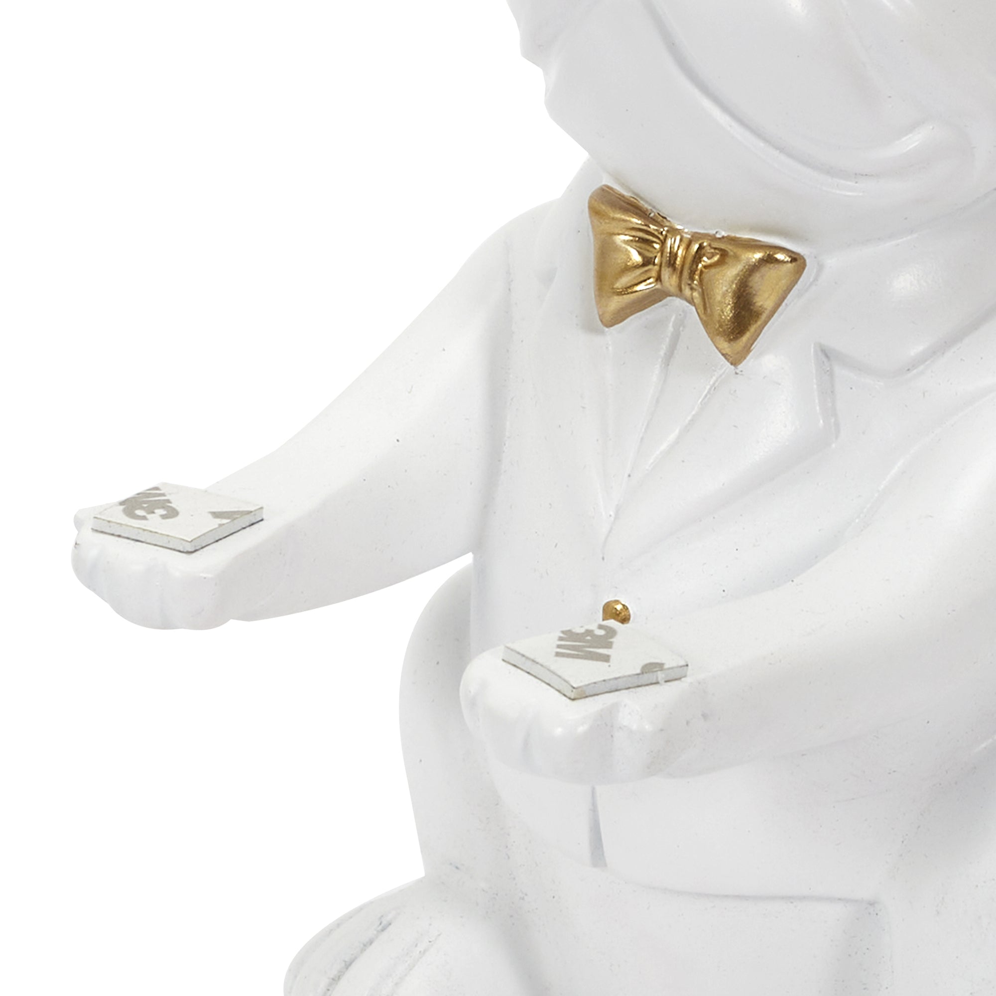 SCULPTURE DECO BULLDOG BLANC VIDE POCHE 23CM