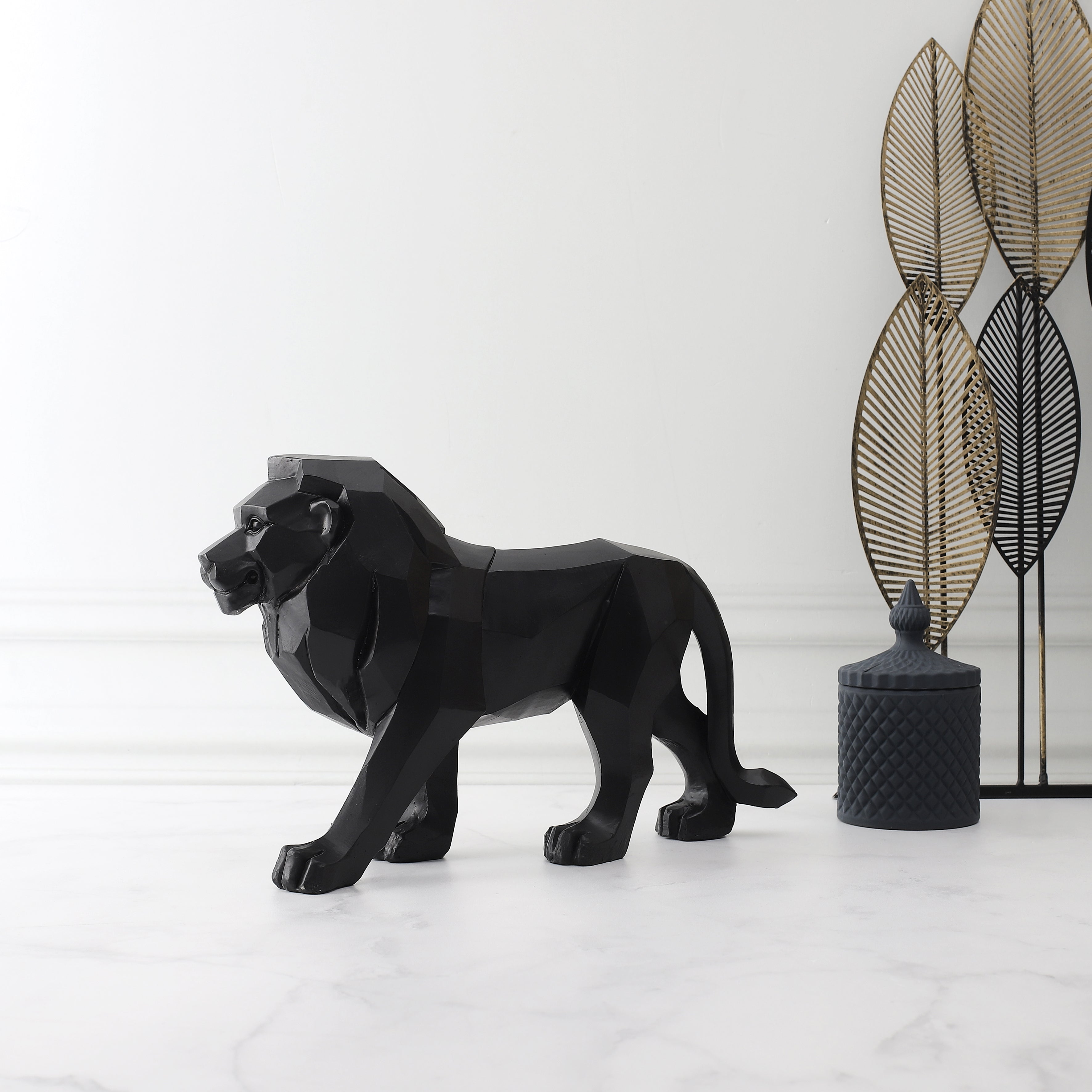 LION ORIGAMI NOIR L33CM