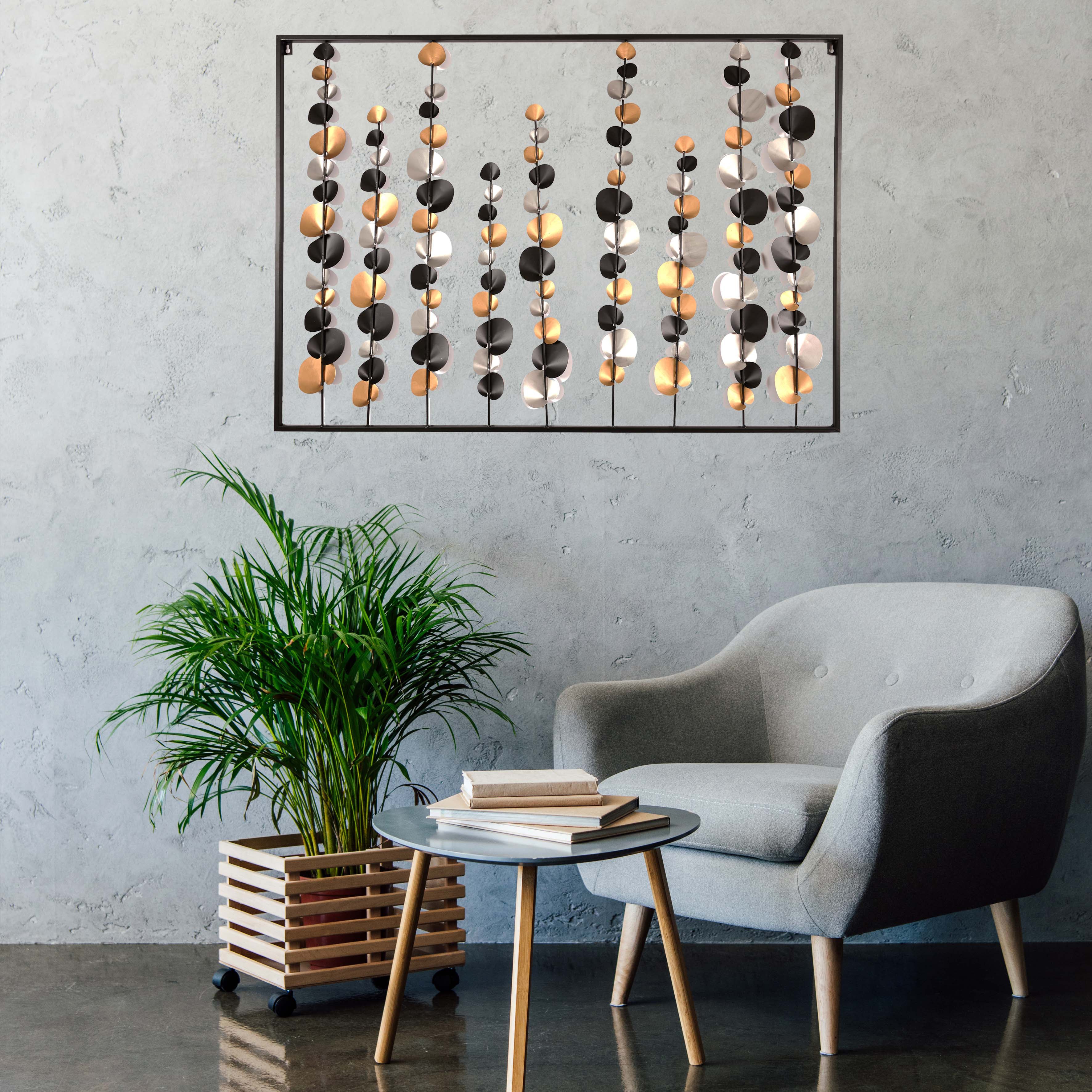 DECORATION MURALE METAL FLEURI 100X70CM