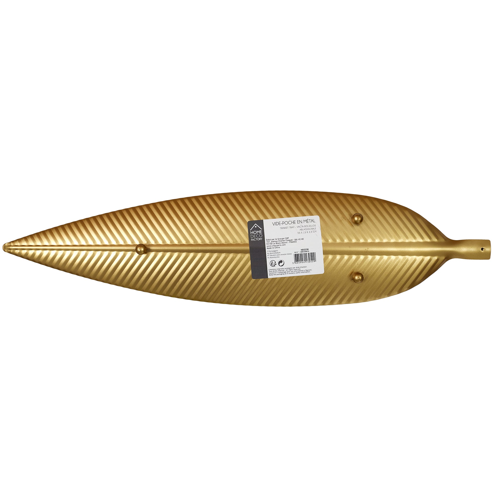 VIDE POCHE METAL FEUILLE DORE