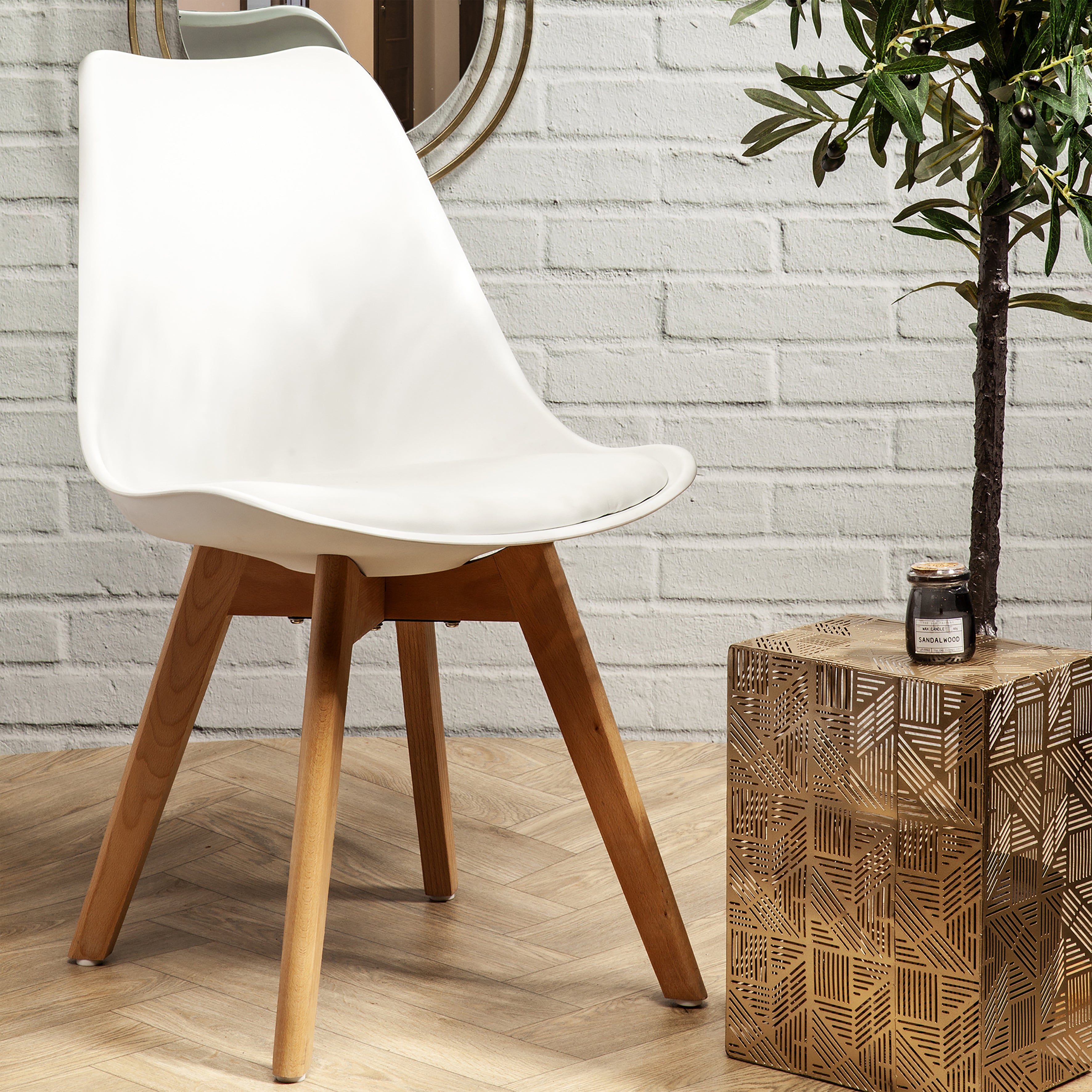 CHAISE SCANDINAVE COQUE PP REMBOURREE BLANC - LOT DE 4