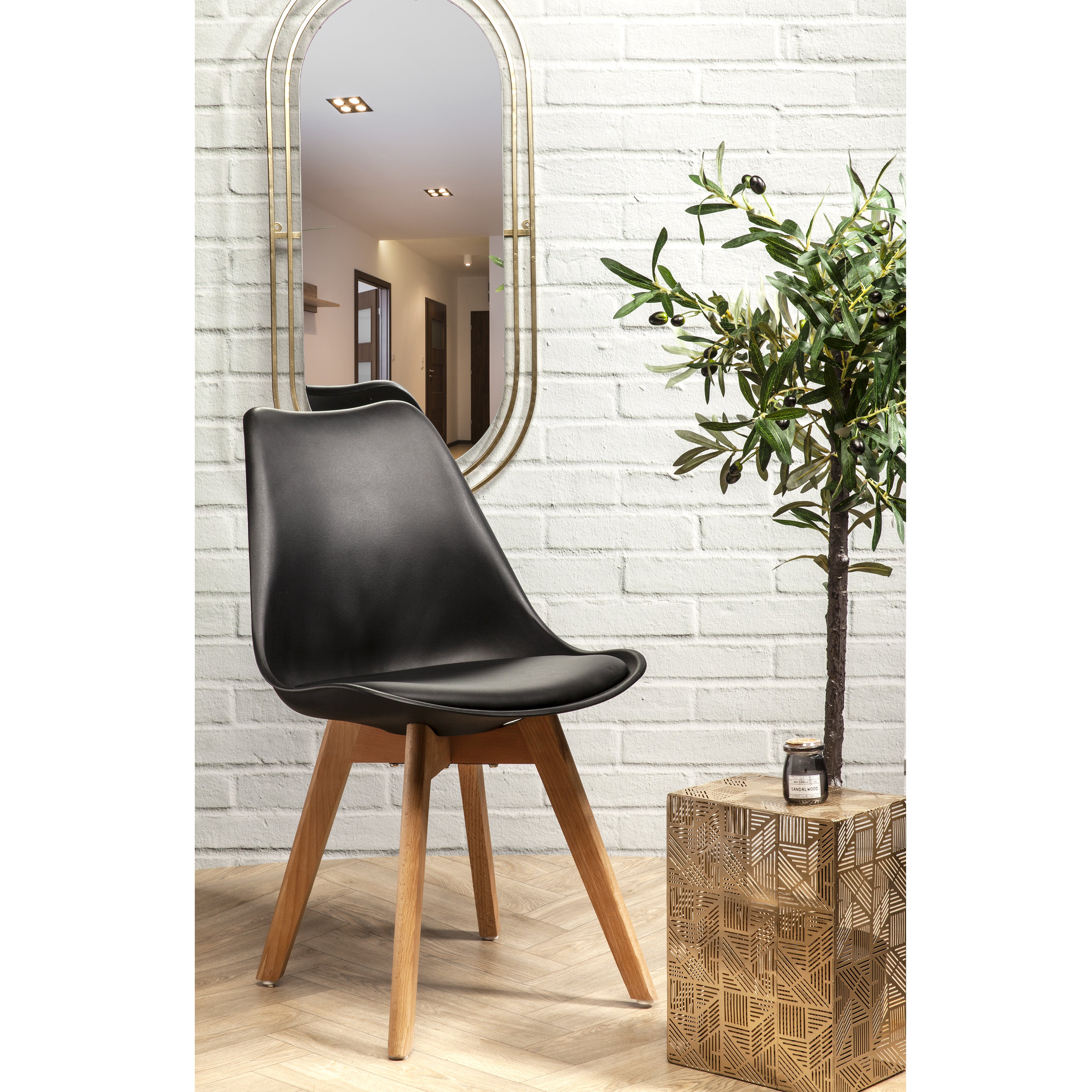 CHAISE SCANDINAVE COQUE PP REMBOURREE NOIRE - LOT DE 4