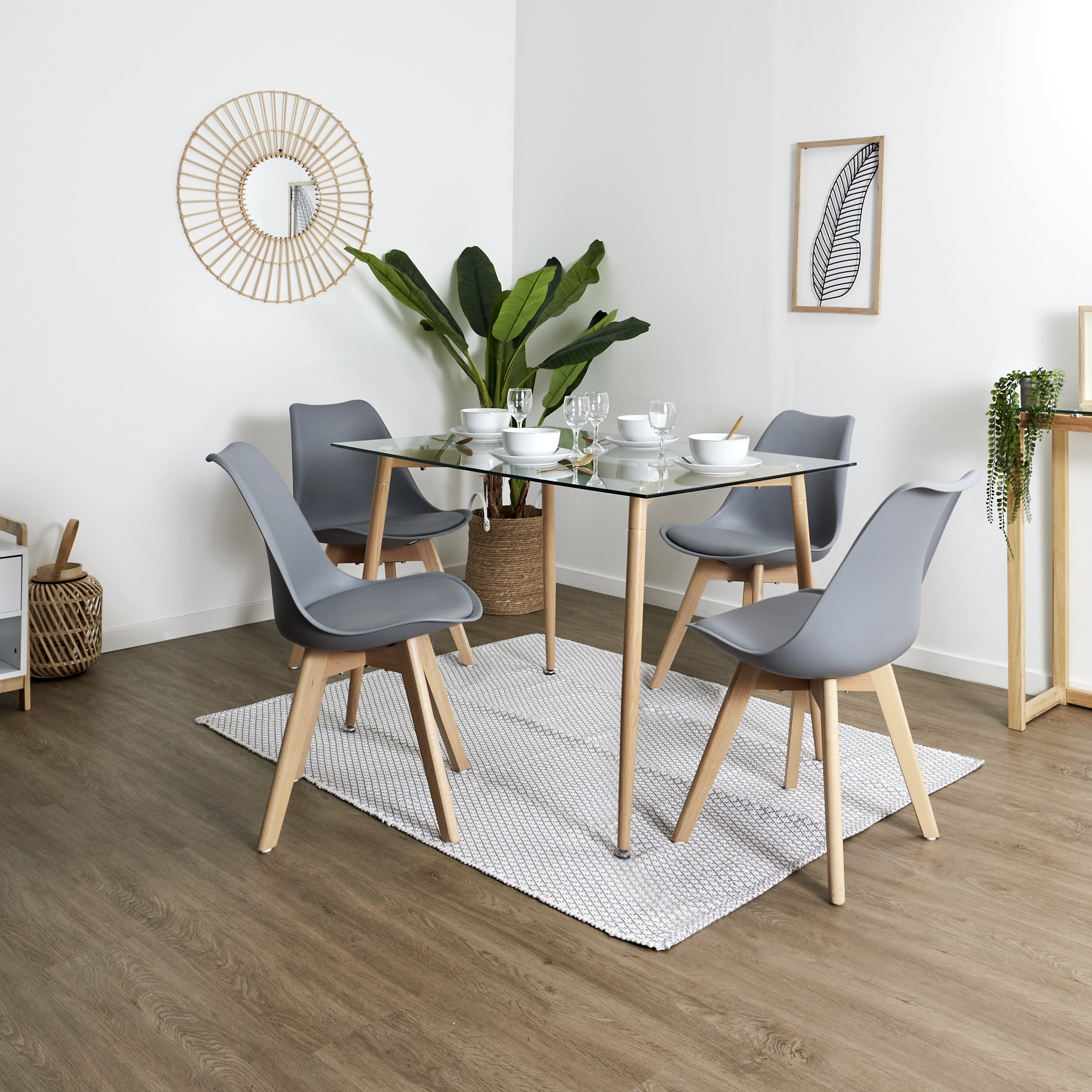 CHAISE SCANDINAVE COQUE PP REMBOURREE GRIS - LOT DE 4
