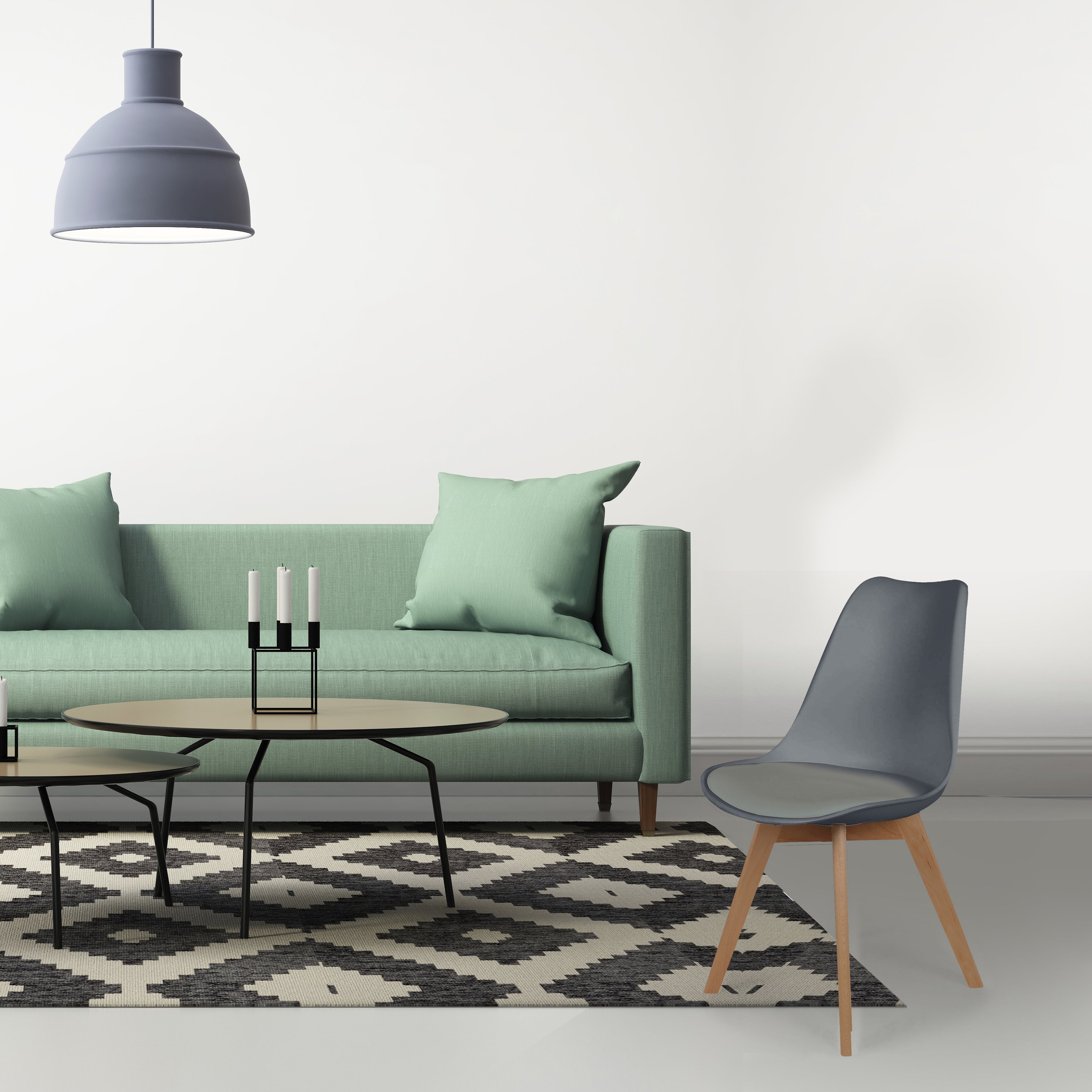 CHAISE SCANDINAVE COQUE PP REMBOURREE GRIS - LOT DE 4