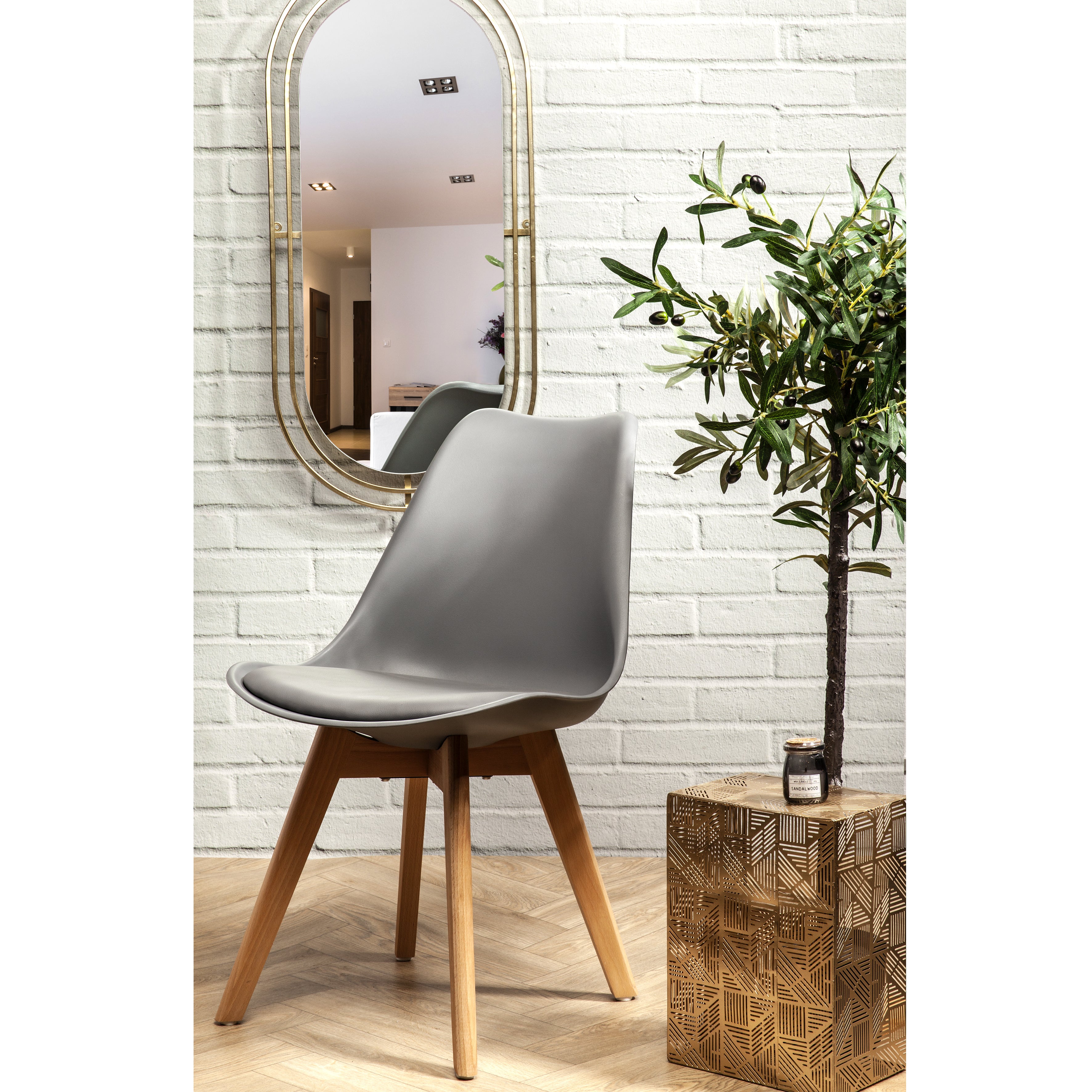 CHAISE SCANDINAVE COQUE PP REMBOURREE GRIS - LOT DE 4