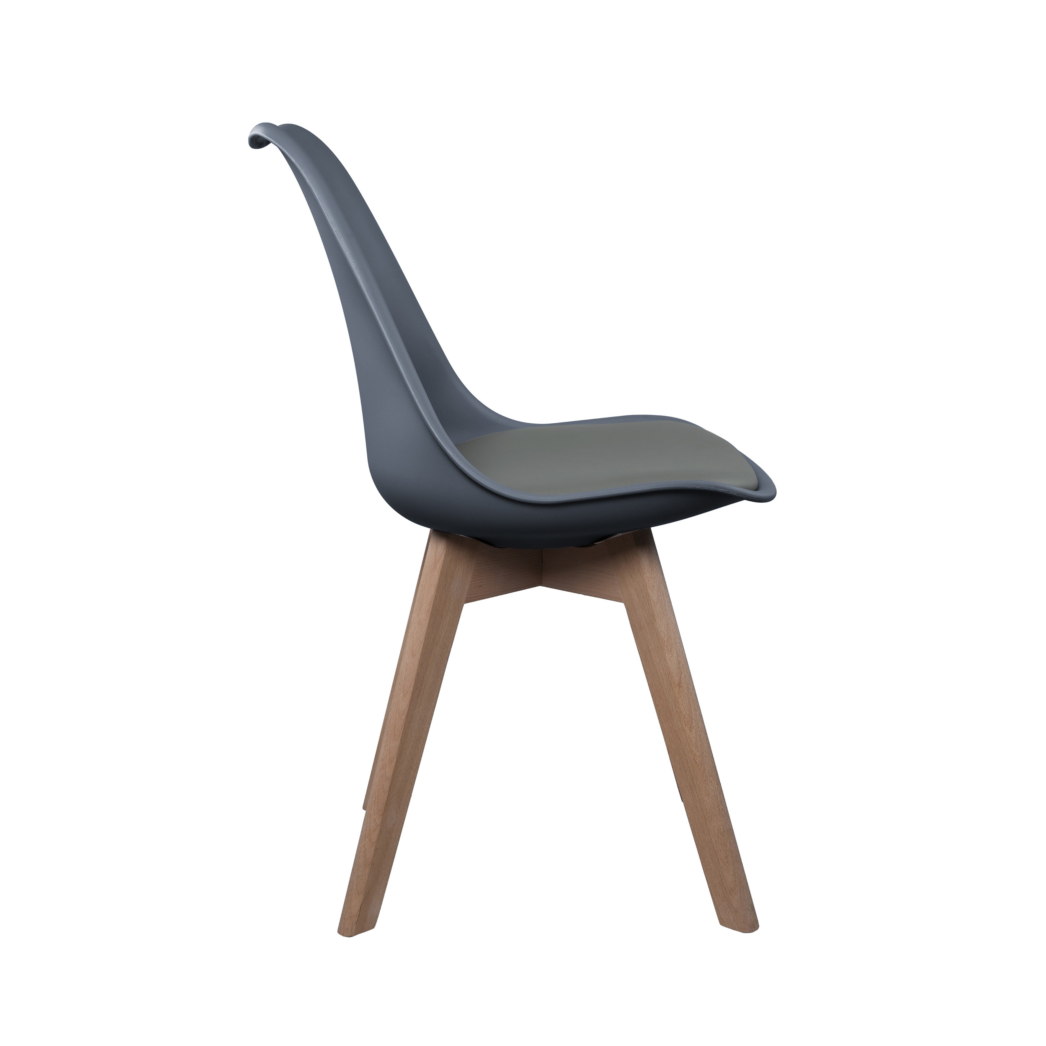 CHAISE SCANDINAVE COQUE PP REMBOURREE GRIS - LOT DE 4