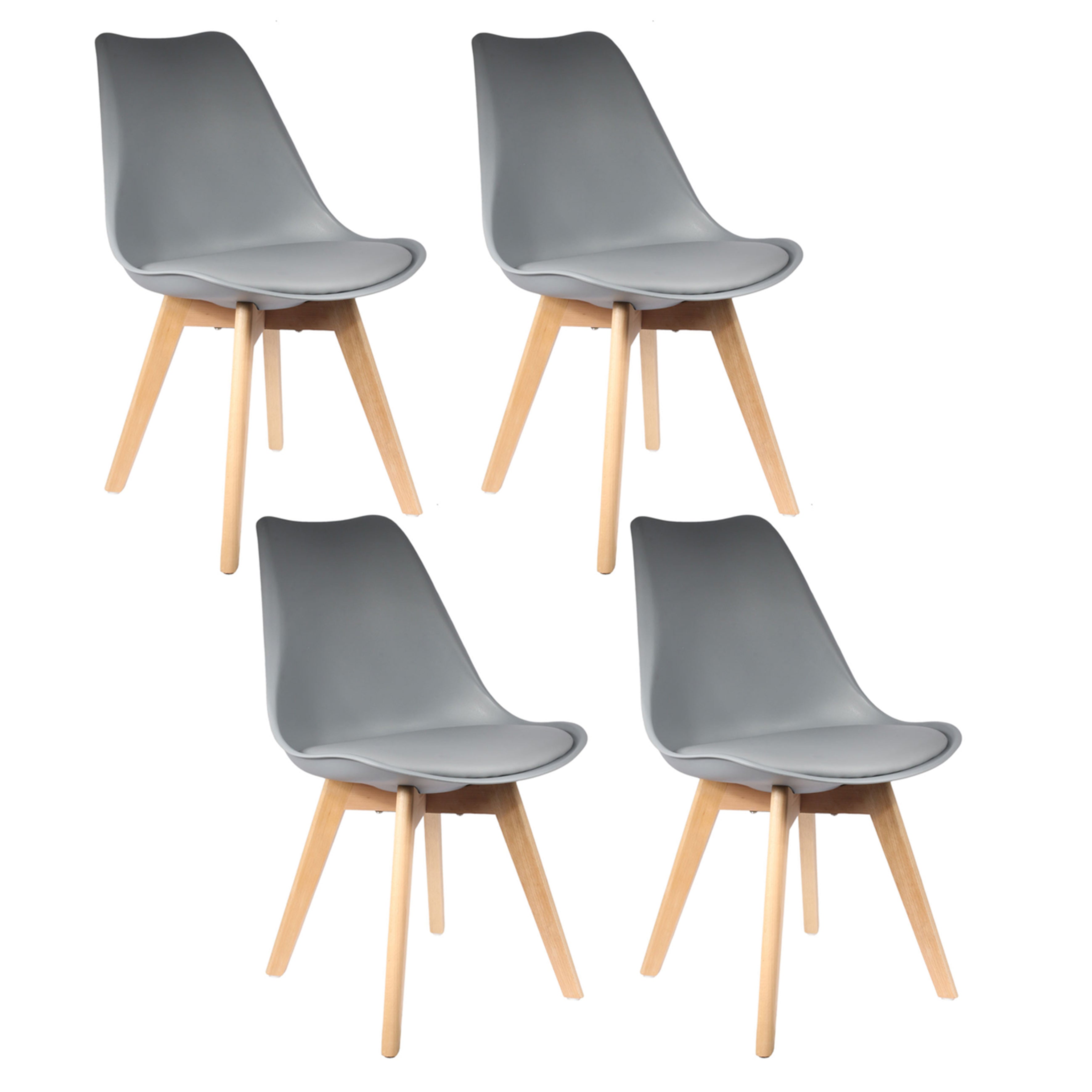 CHAISE SCANDINAVE COQUE PP REMBOURREE GRIS - LOT DE 4