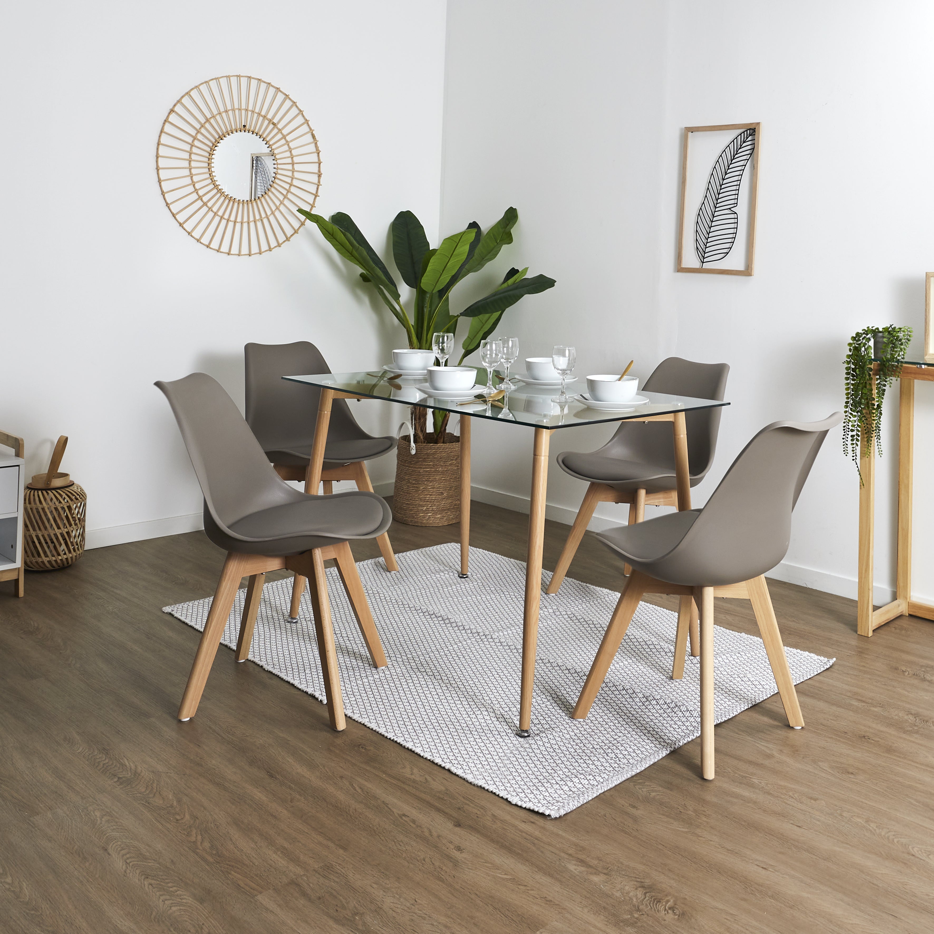 CHAISE SCANDINAVE COQUE PP REMBOURREE TAUPE - LOT DE 4
