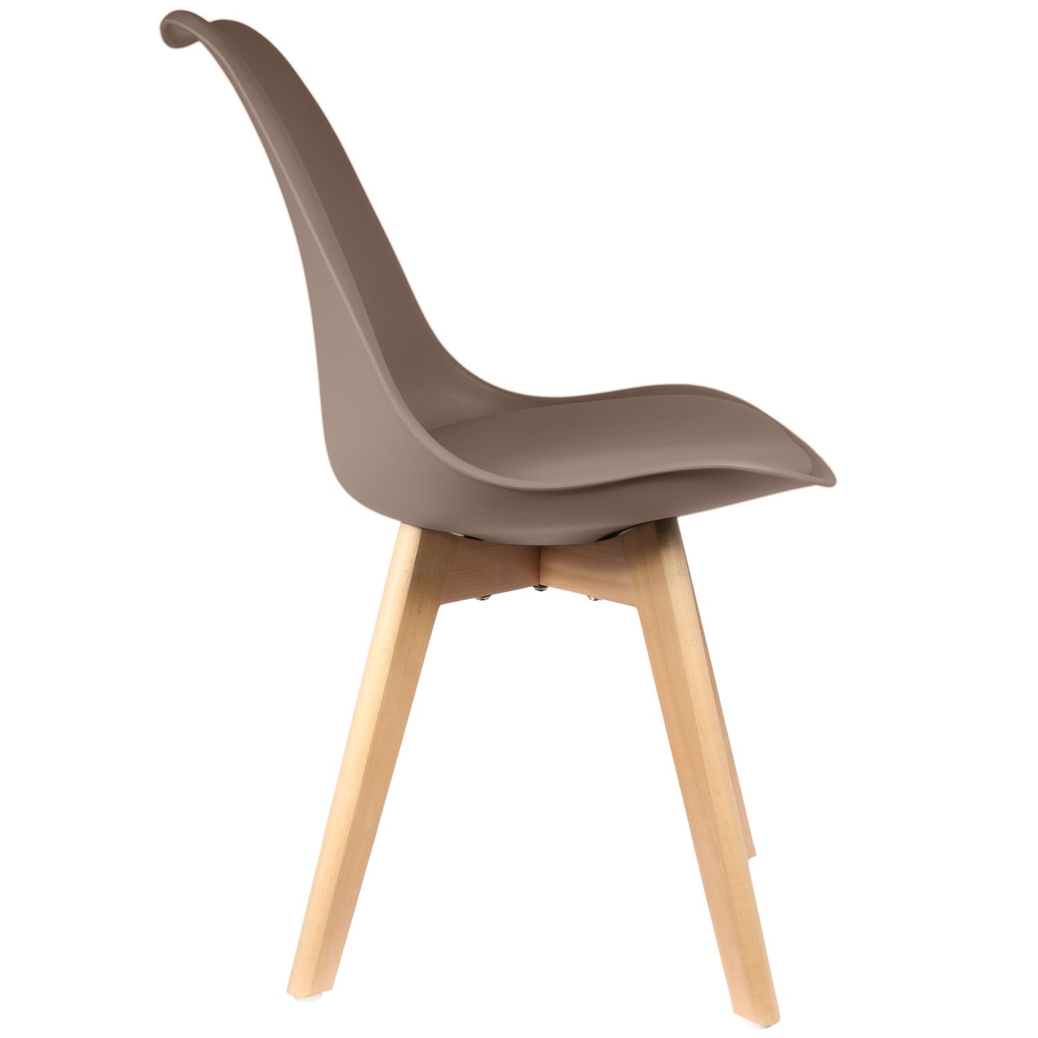 CHAISE SCANDINAVE COQUE PP REMBOURREE TAUPE - LOT DE 4