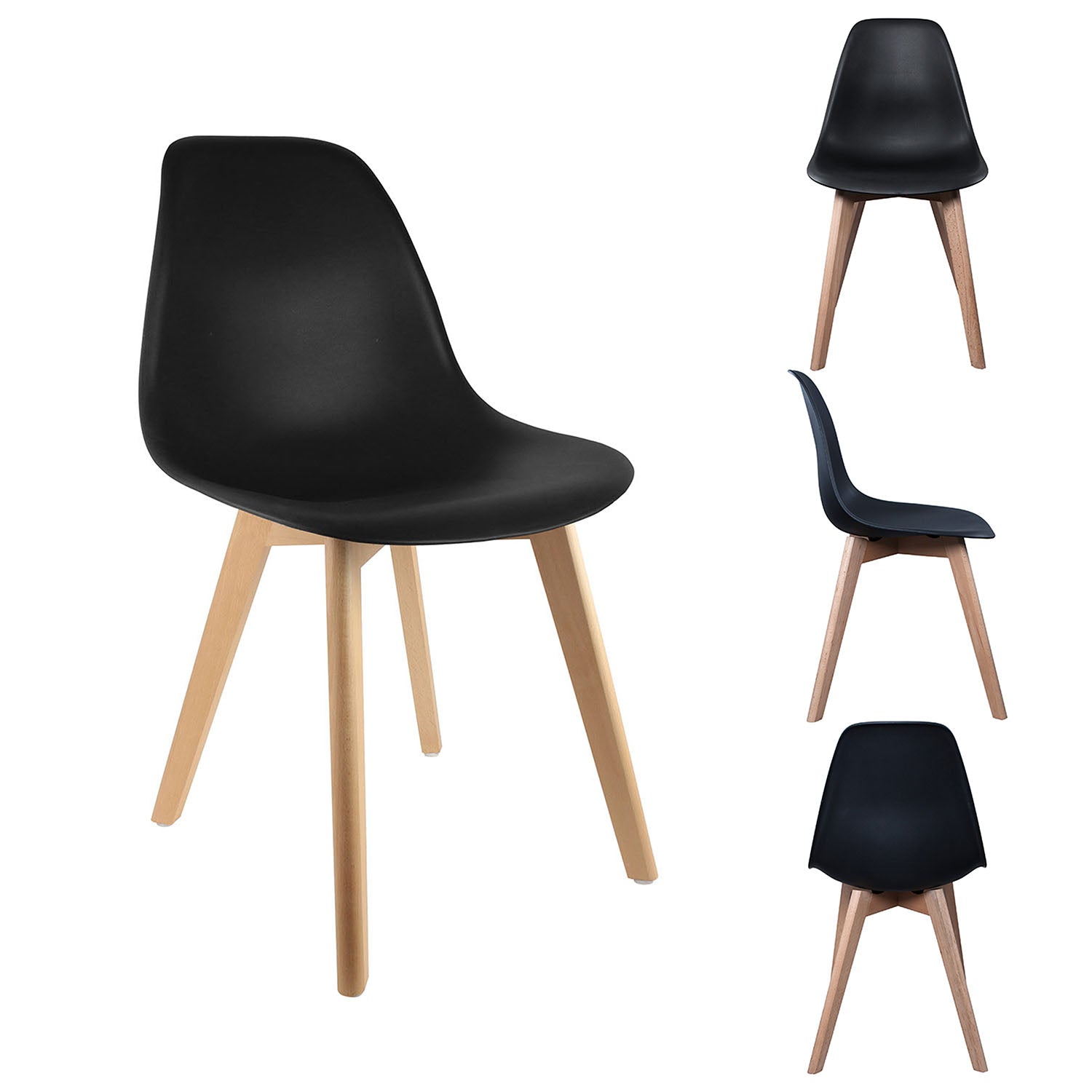 CHAISE SCANDINAVE COQUE PP NOIRE - LOT DE 2