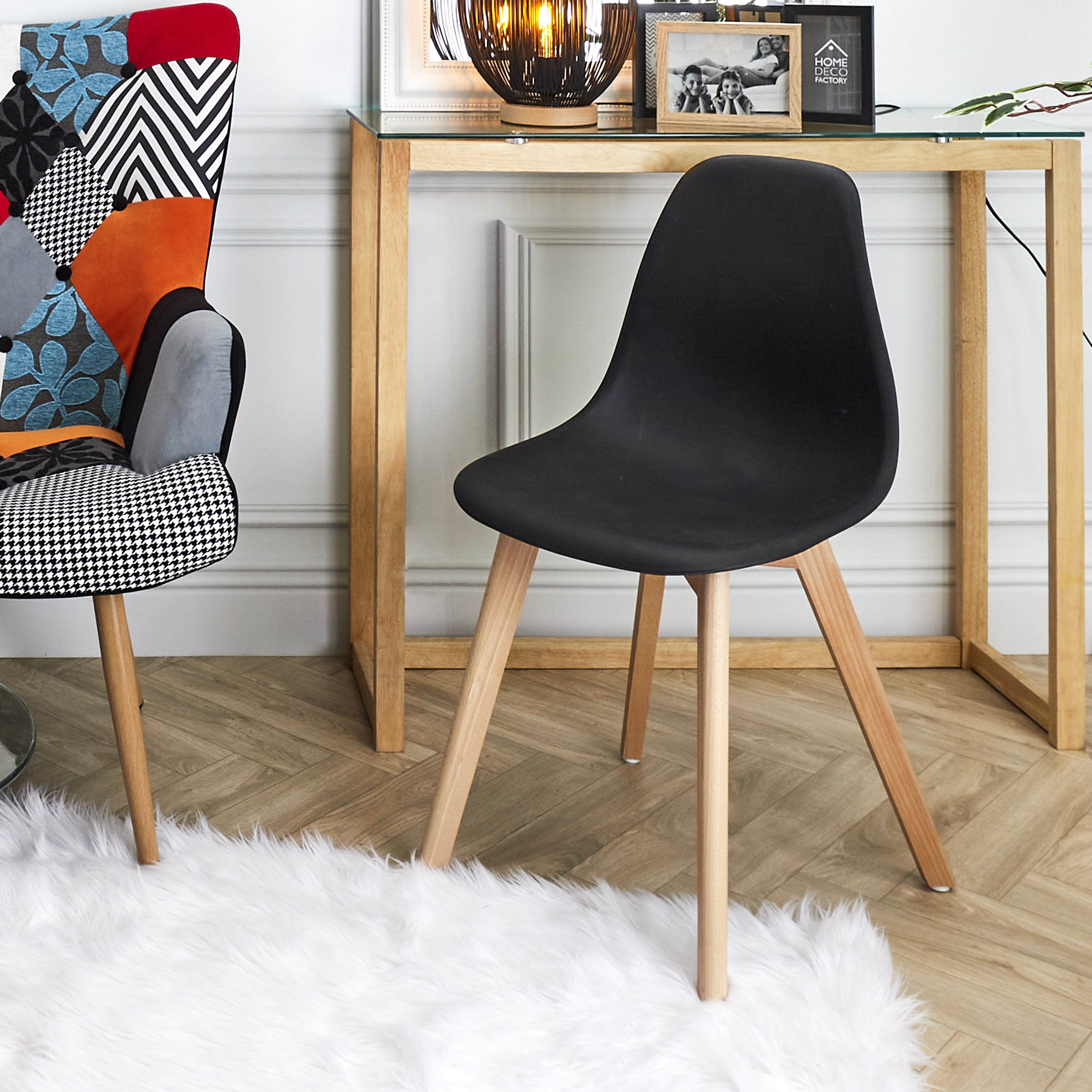 CHAISE SCANDINAVE COQUE PP NOIRE - LOT DE 2