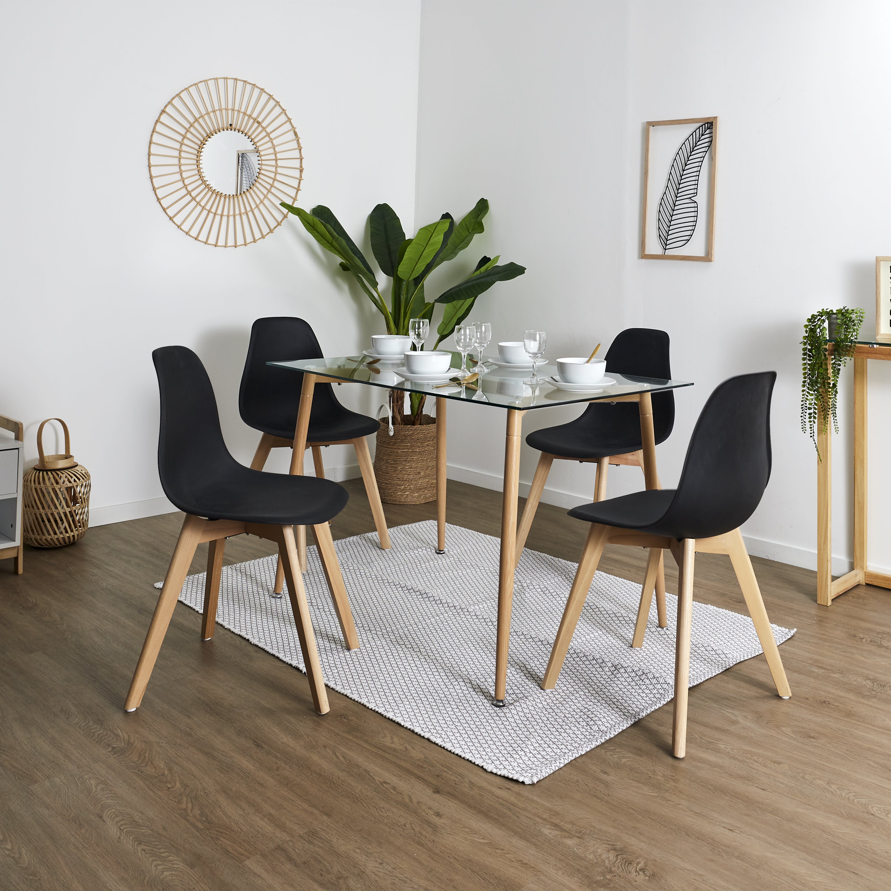 CHAISE SCANDINAVE COQUE PP NOIRE - LOT DE 4
