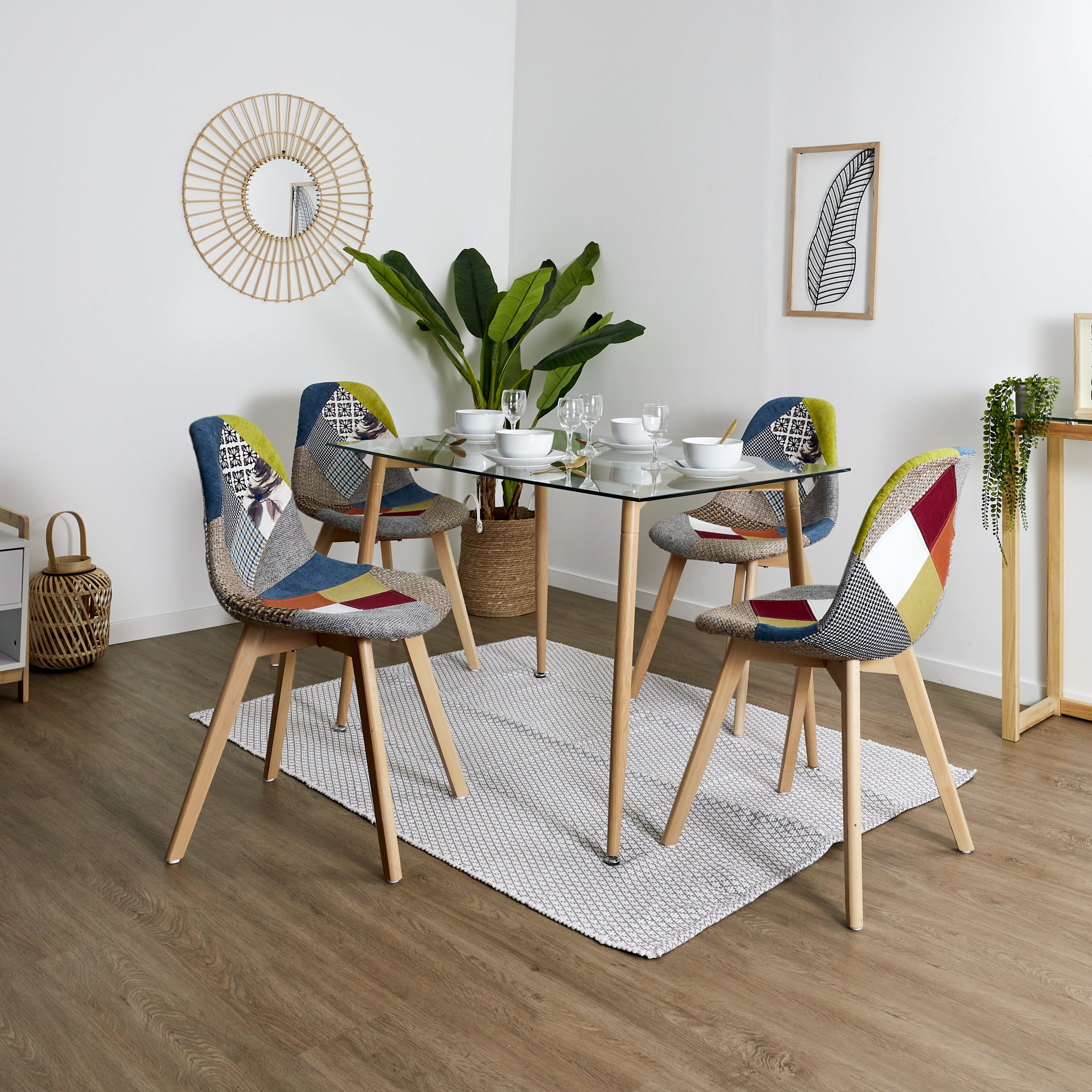 CHAISE SCANDINAVE PATCHWORK - LOT DE 4