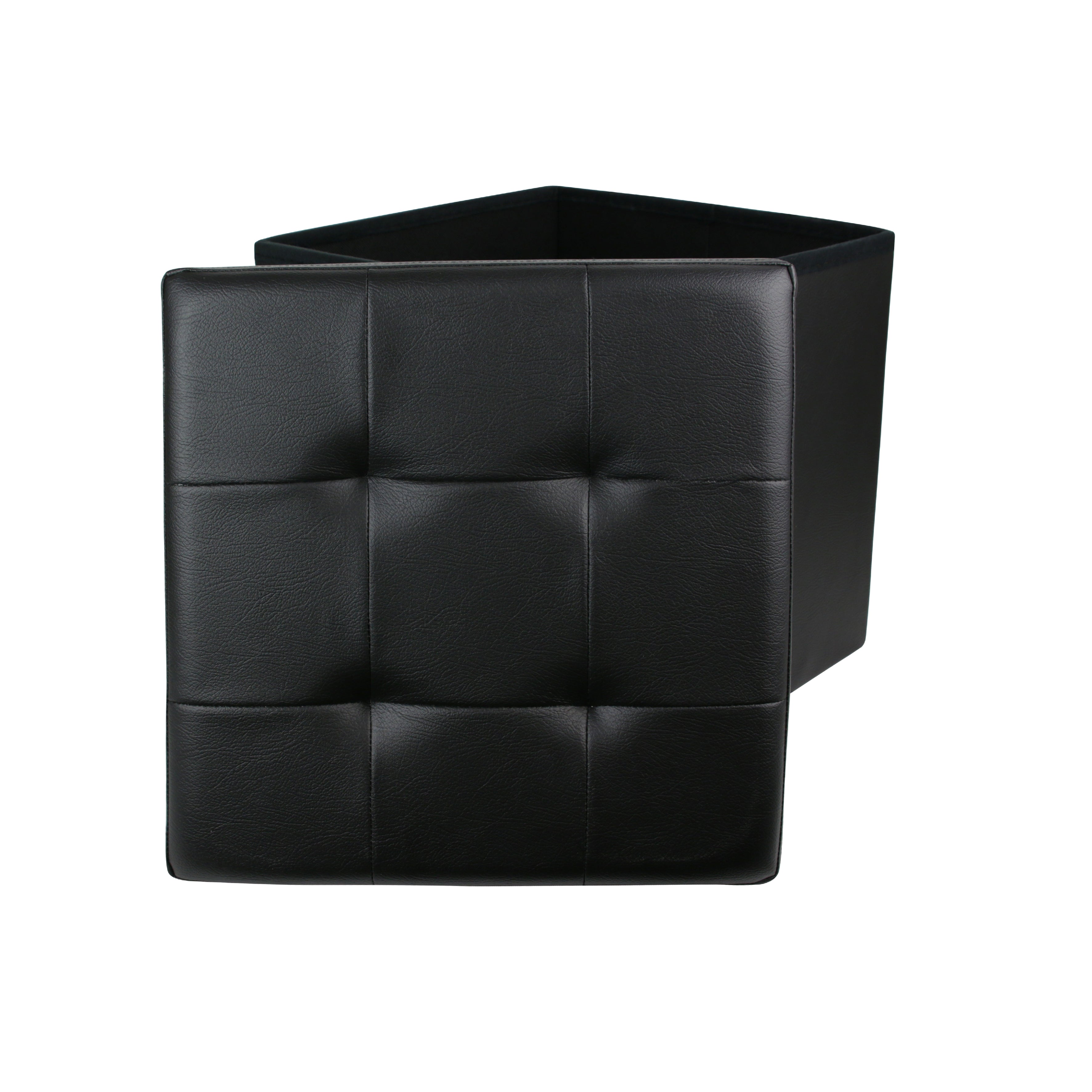 COFFRE POUF PLIABLE PU NOIR