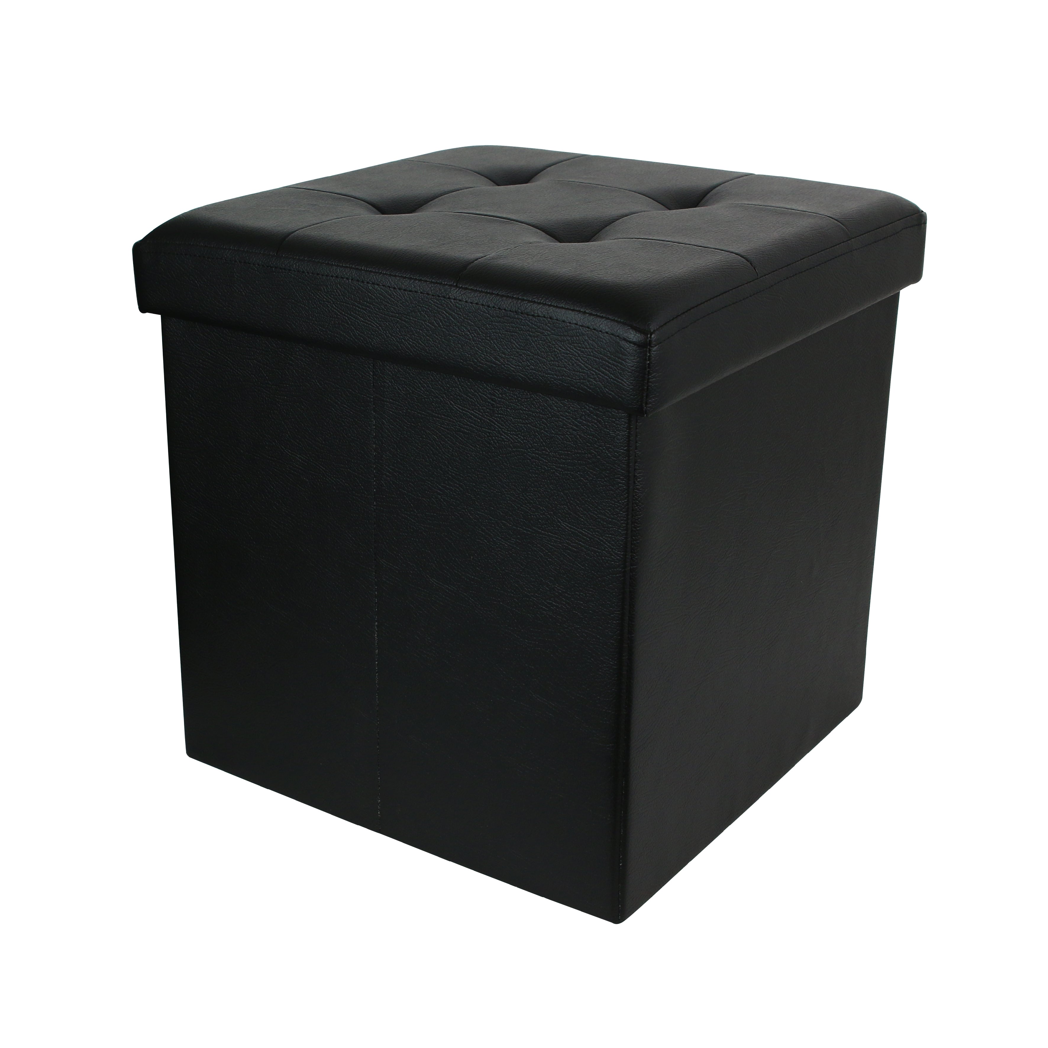 COFFRE POUF PLIABLE PU NOIR