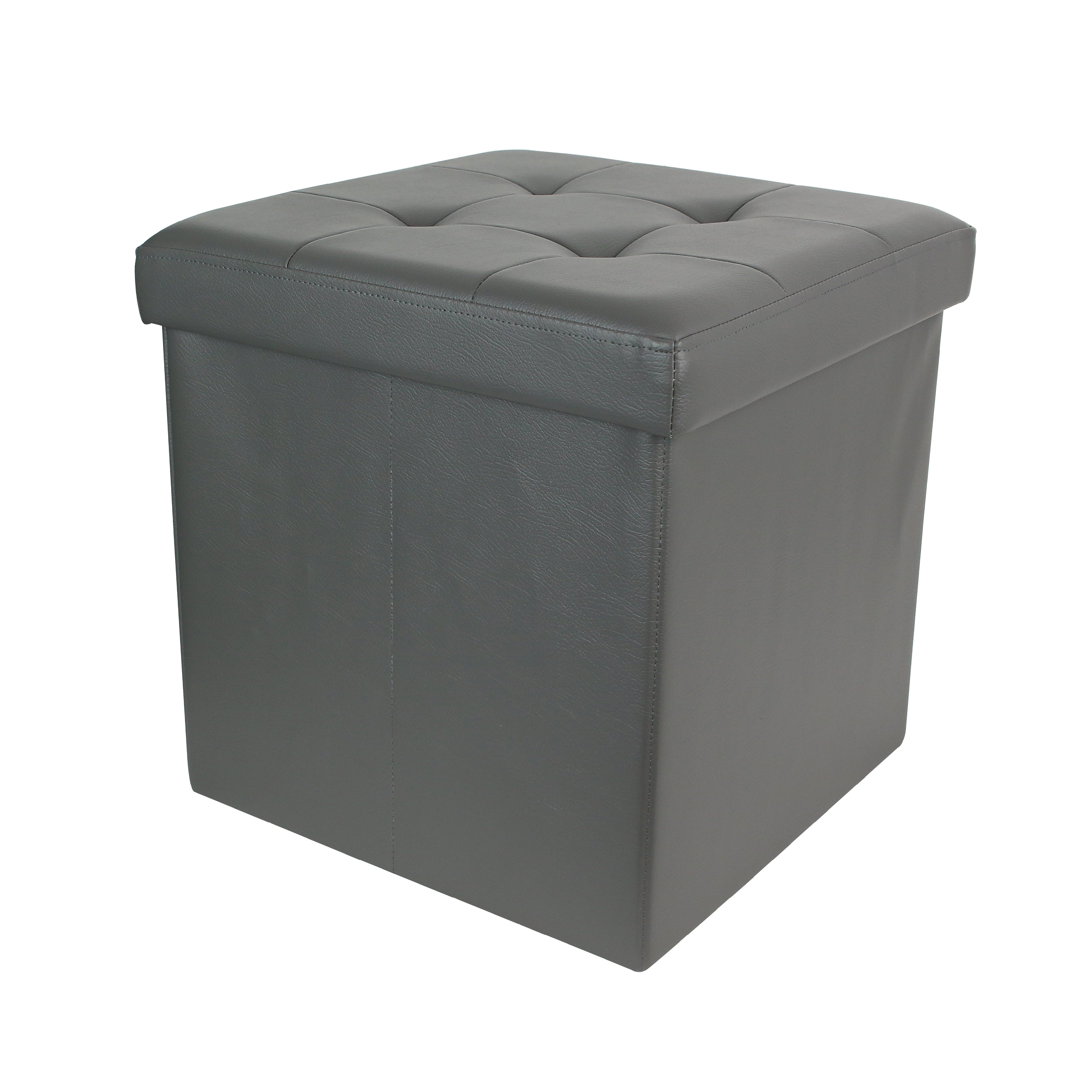 COFFRE POUF PLIABLE PU GRIS