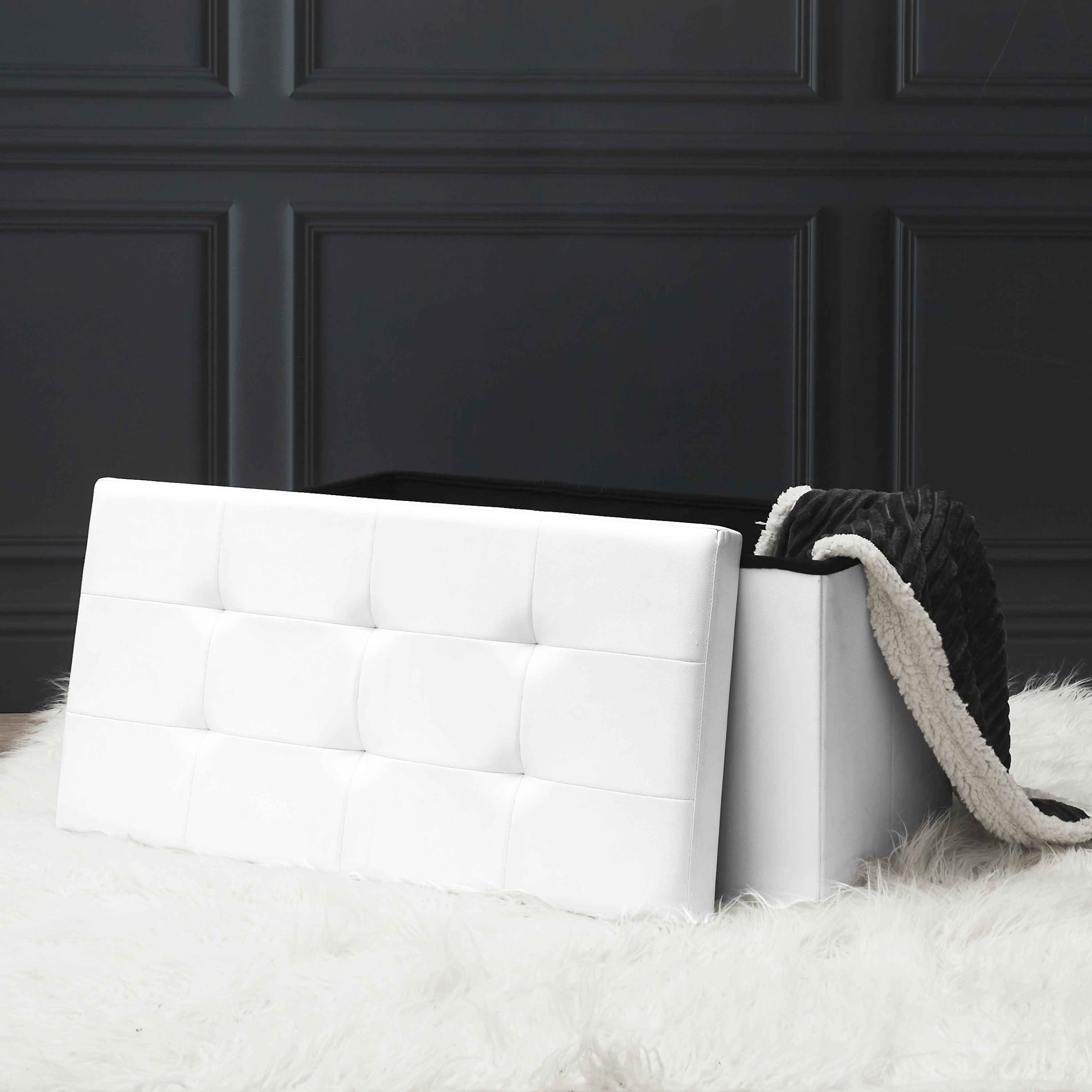 COFFRE BANC PLIABLE PU BLANC