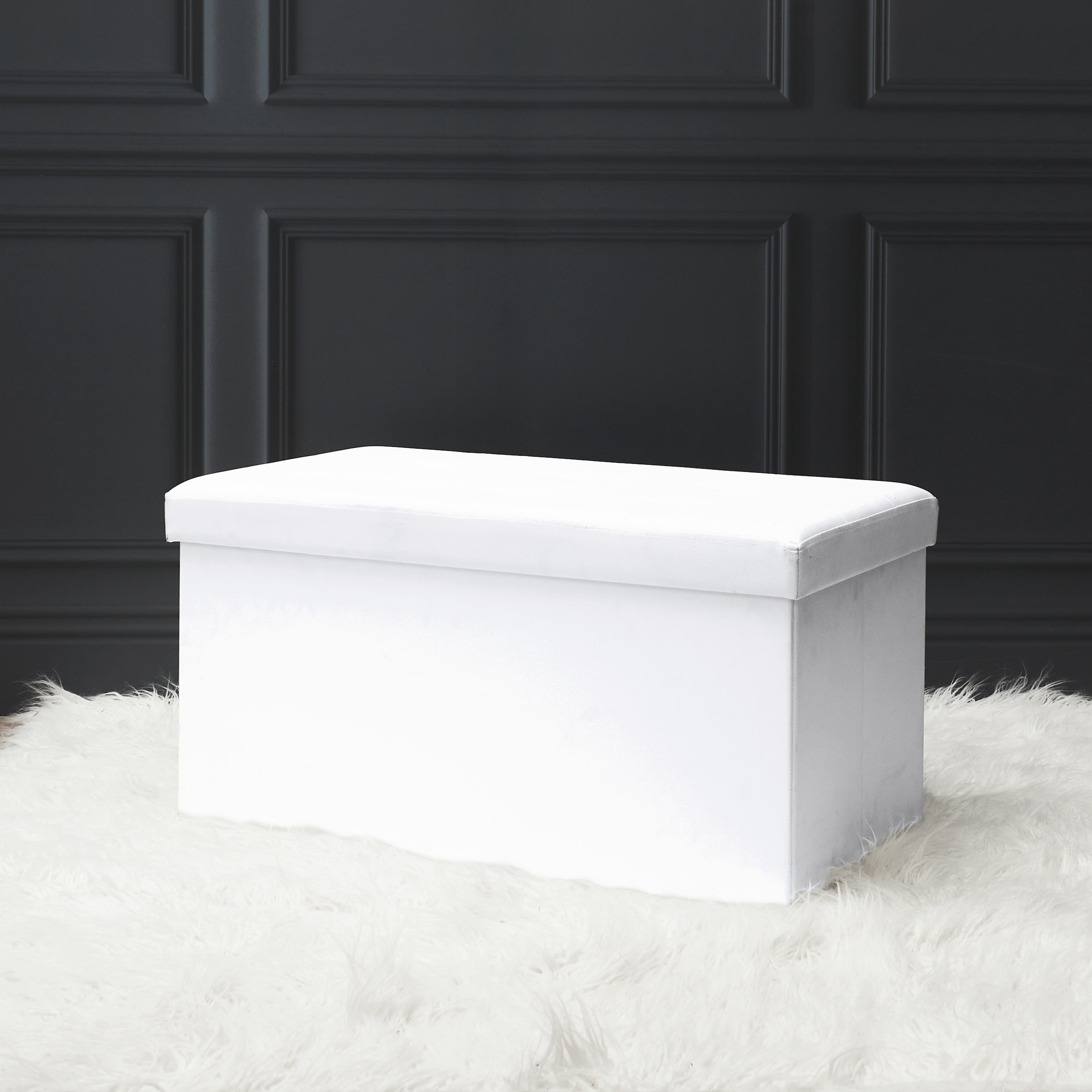 COFFRE BANC PLIABLE PU BLANC