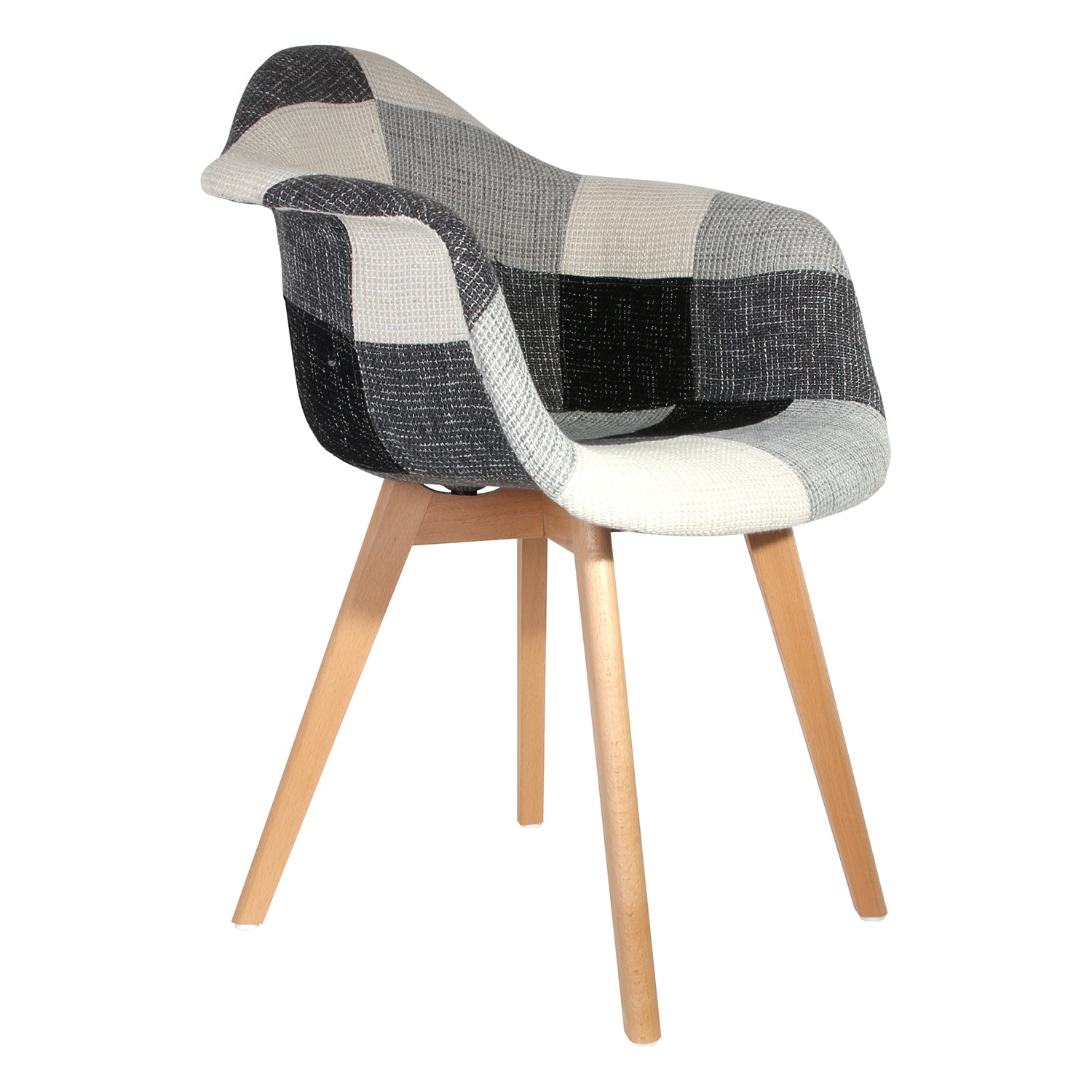 FAUTEUIL SCANDINAVE PATCHWORK GRIS - LOT DE 2