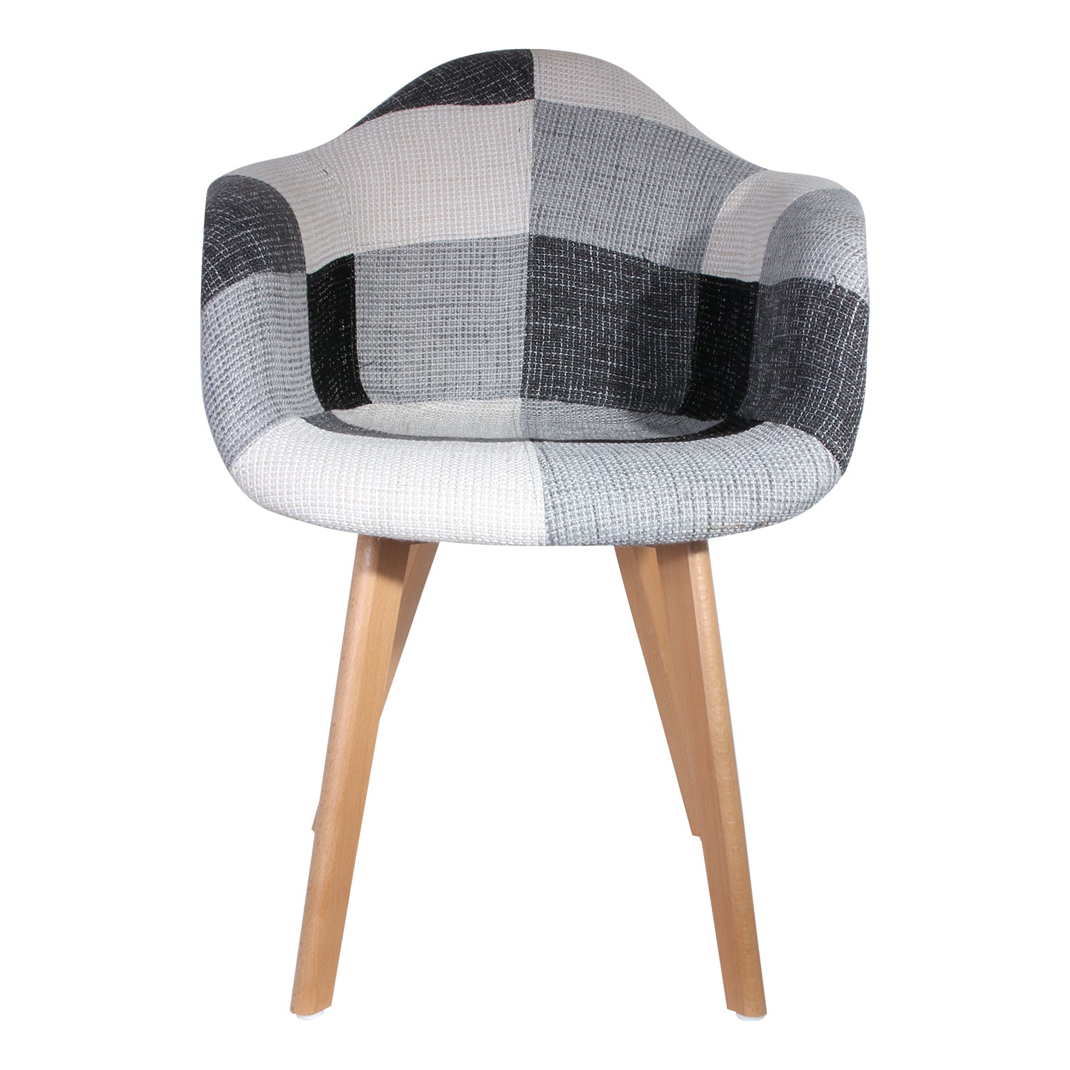 FAUTEUIL SCANDINAVE PATCHWORK GRIS - LOT DE 2
