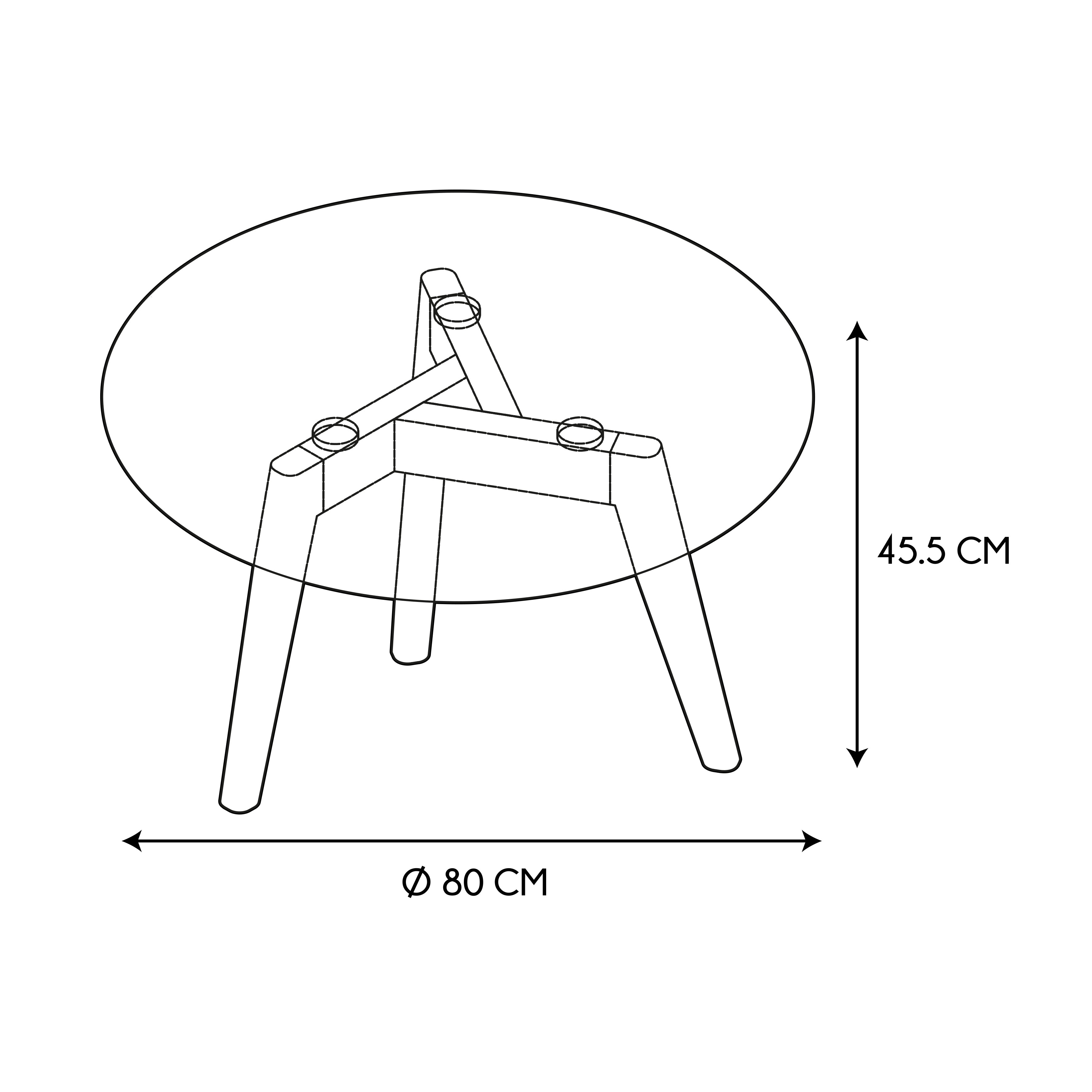 TABLE RONDE EN VERRE DIAM 80CM