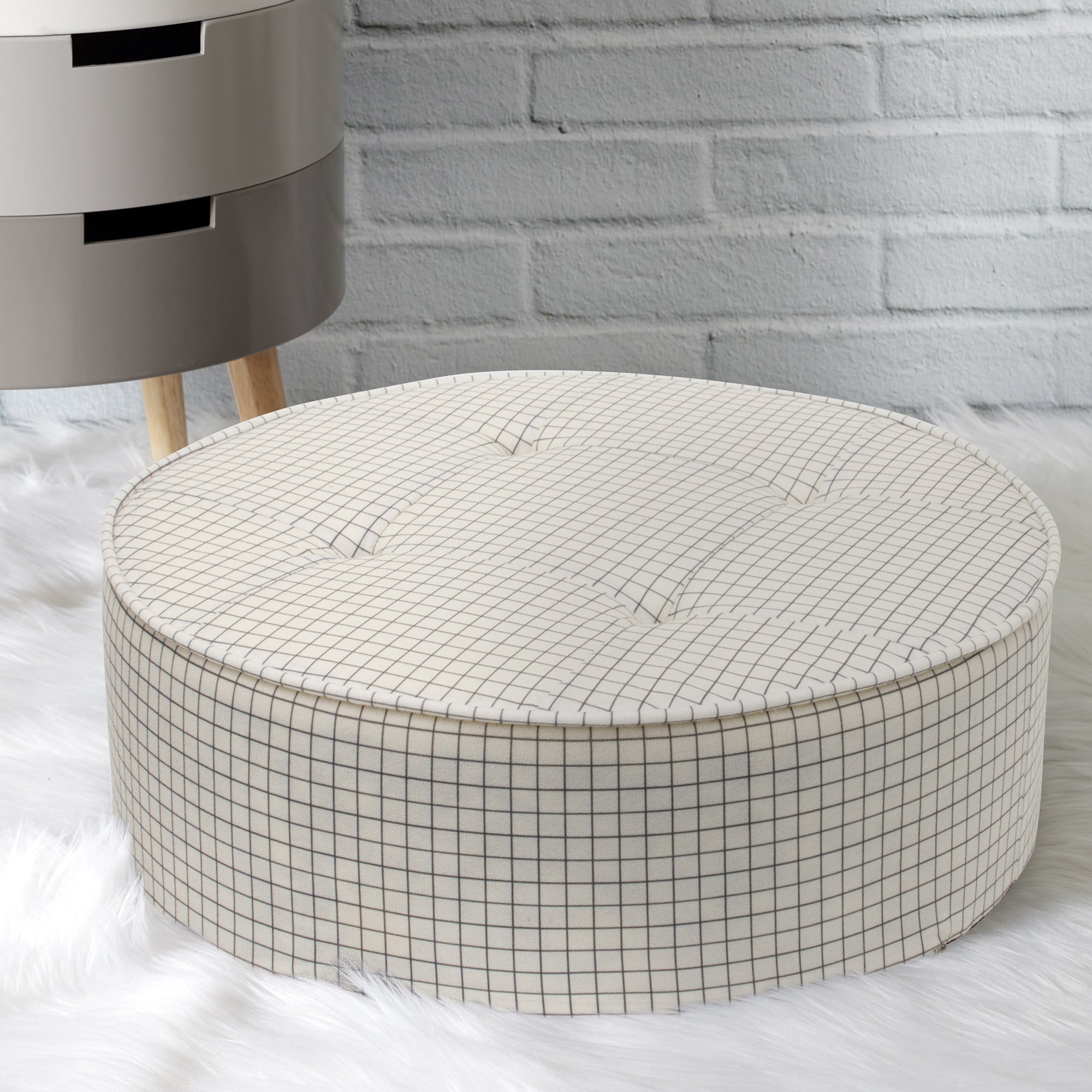 COUSSIN DE SOL ROND CARREAUX DIAM 50CM - LOT DE 2